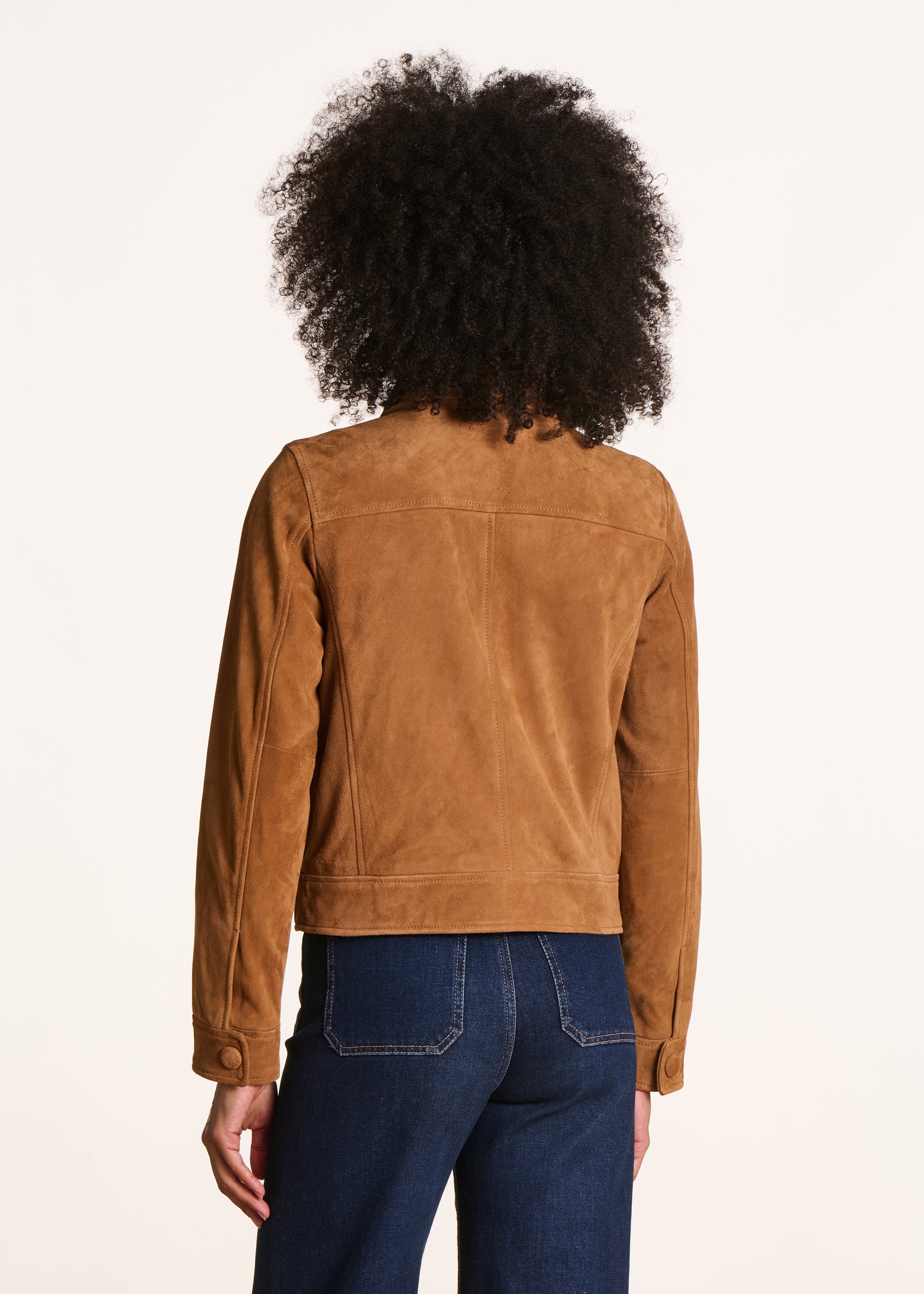 Kurze Camel-Jacke aus Wildleder