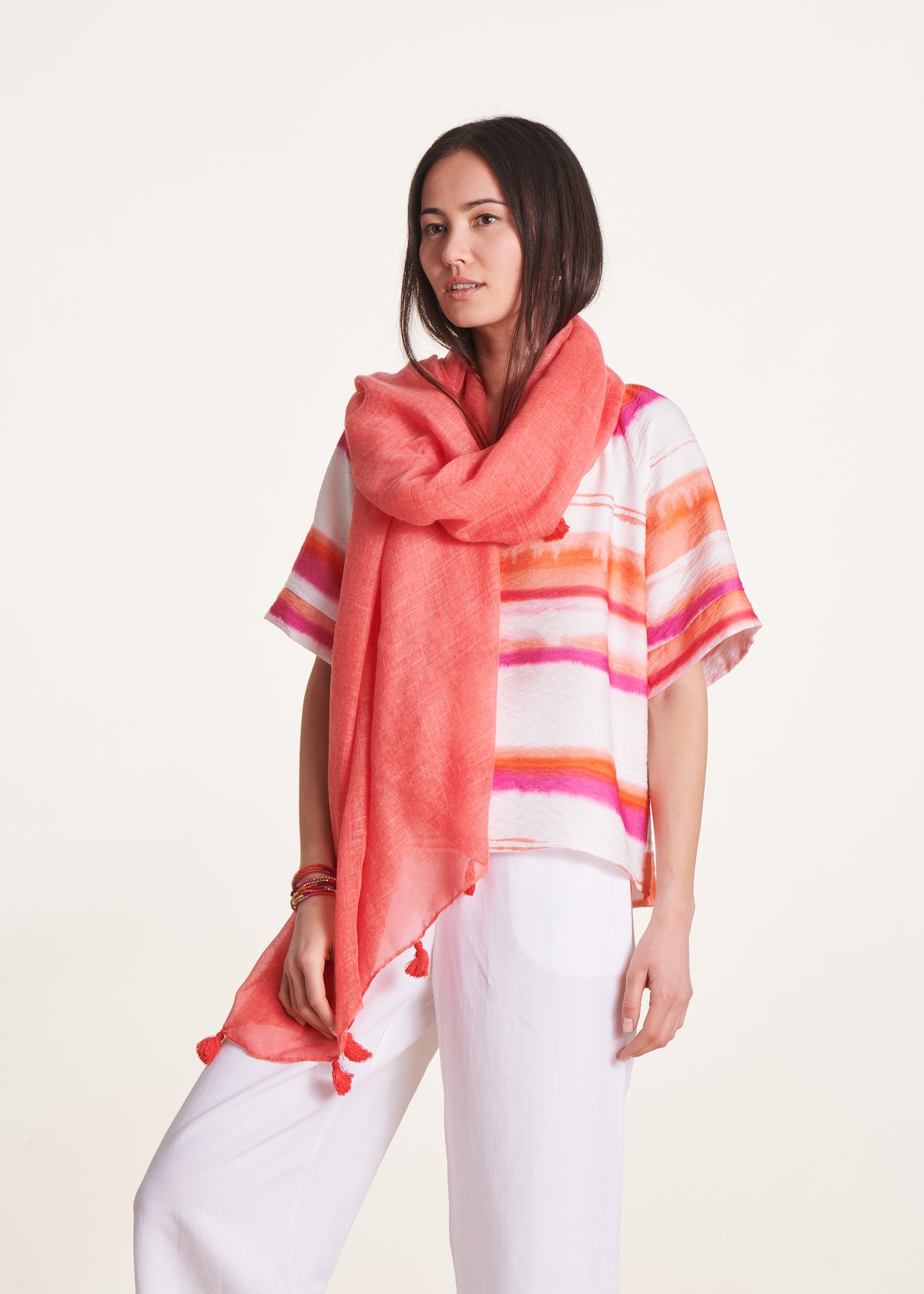 Foulard léger uni corail