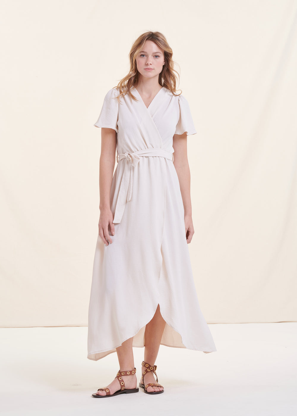 Robe longue écrue faux portefeuille