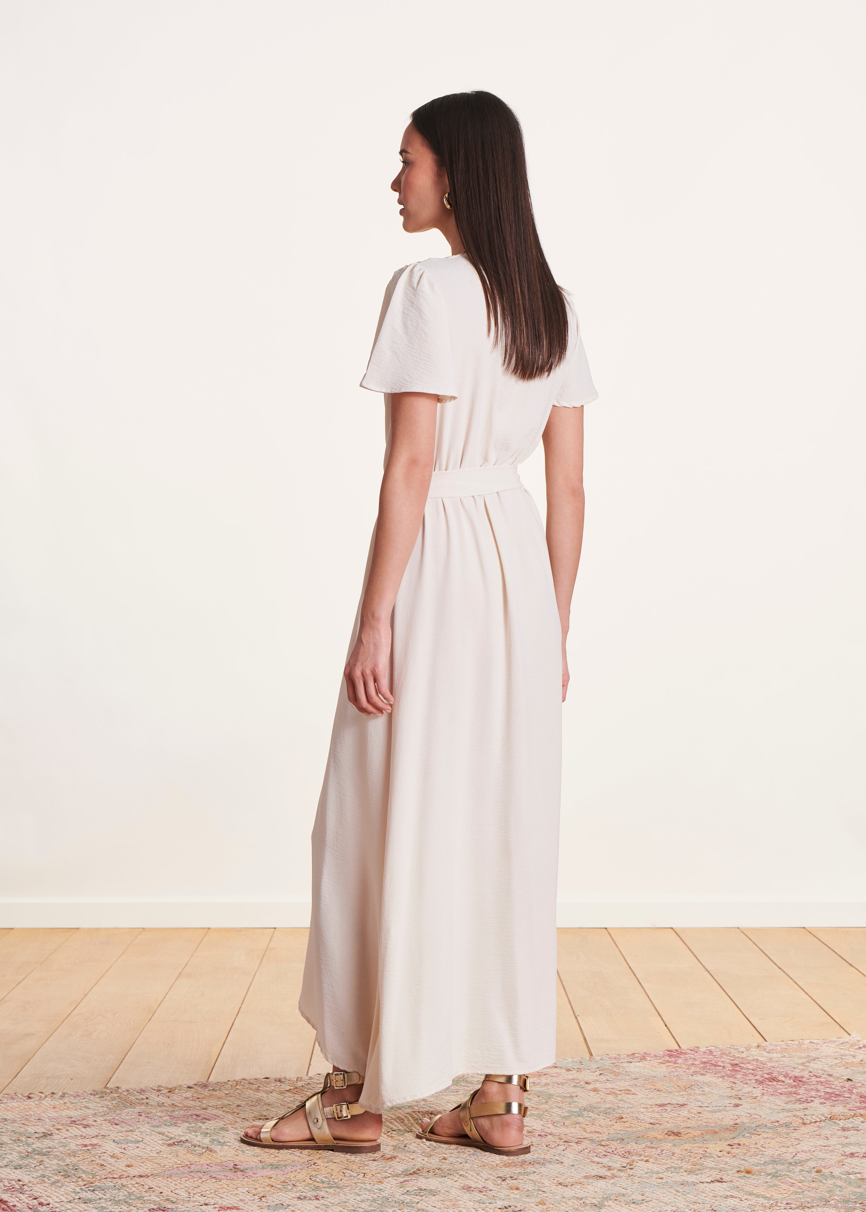 Robe longue écrue faux portefeuille