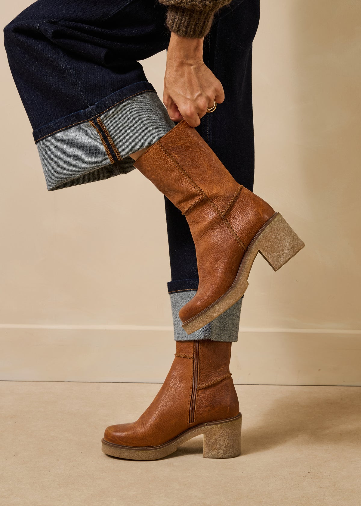 Camelfarbene Stiefeletten - Tansu