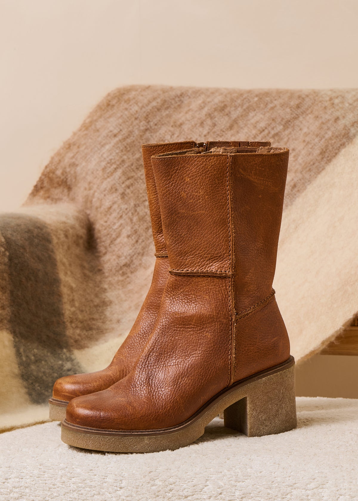 Camelfarbene Stiefeletten - Tansu