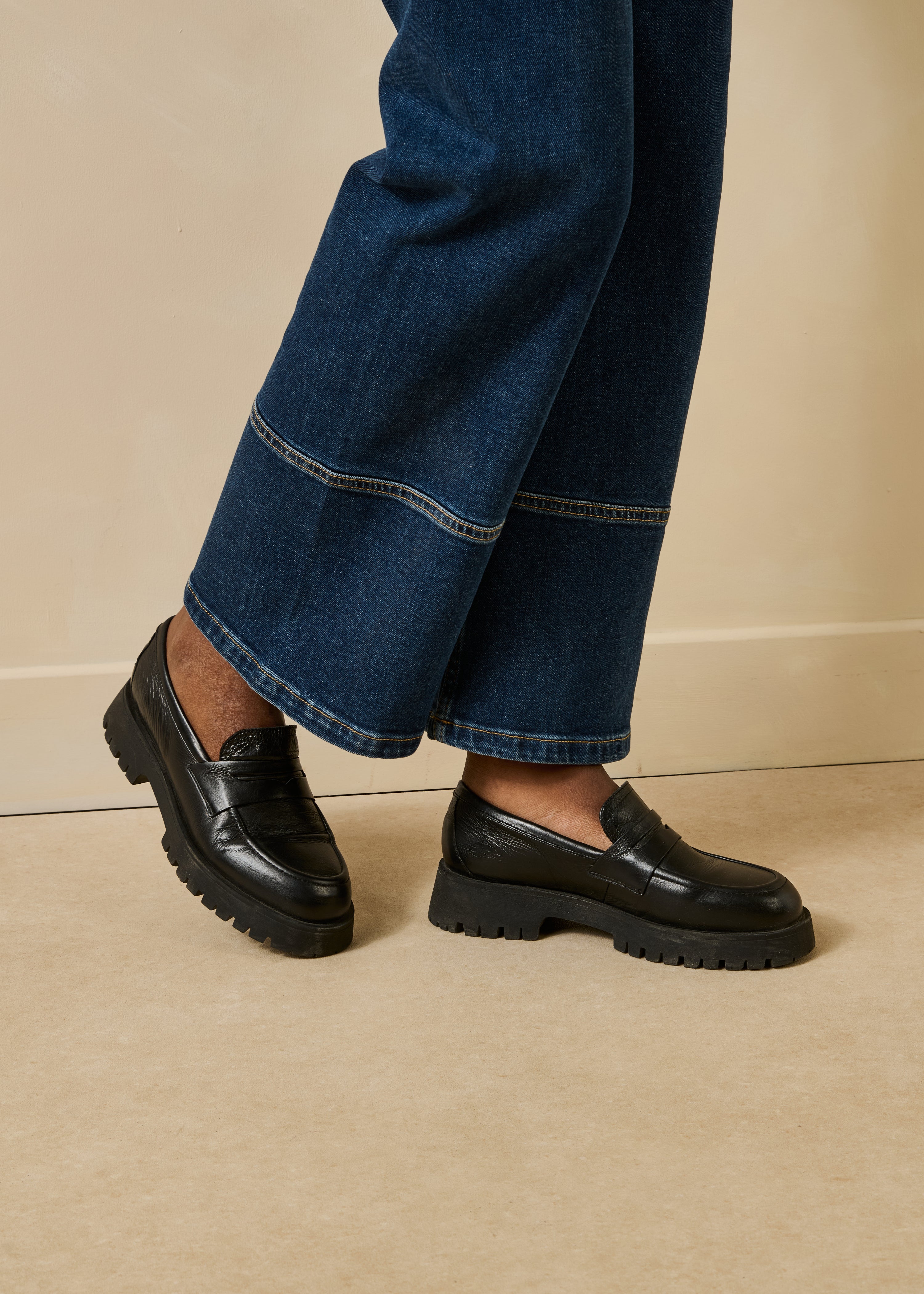 Mocassins noirs en cuir