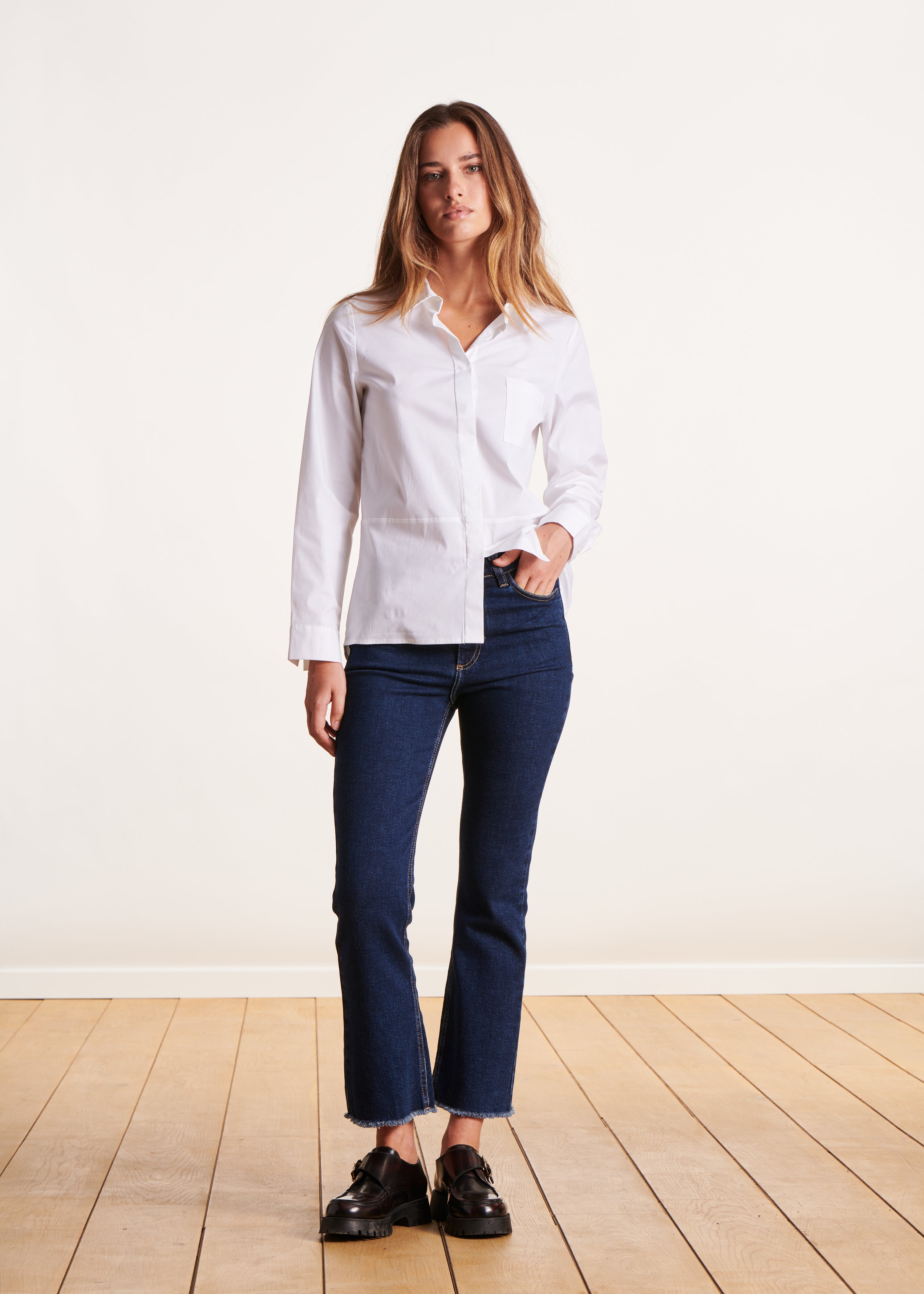Chemise blanche en popeline de coton