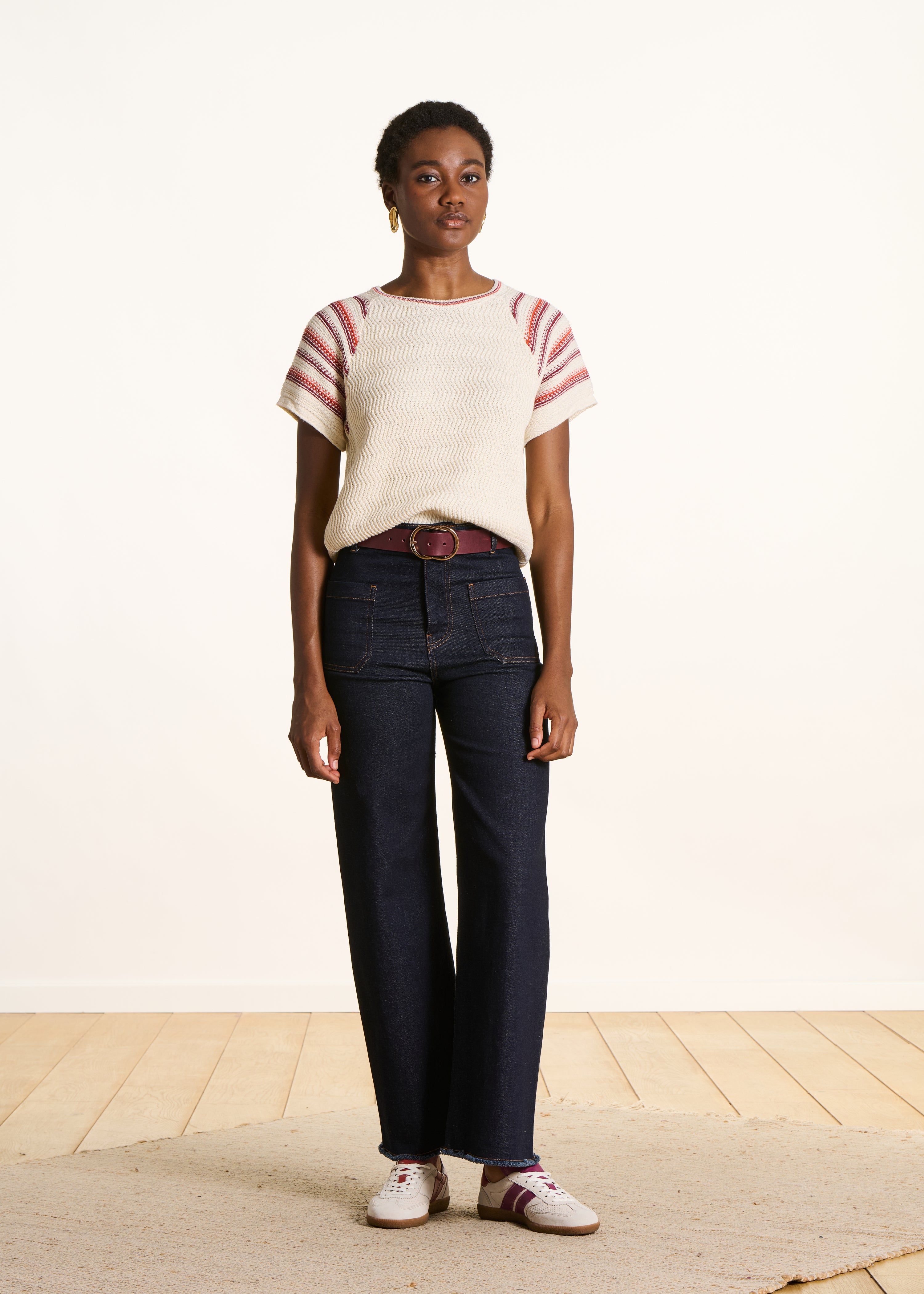 Dark high-waisted flare jeans in organic cotton