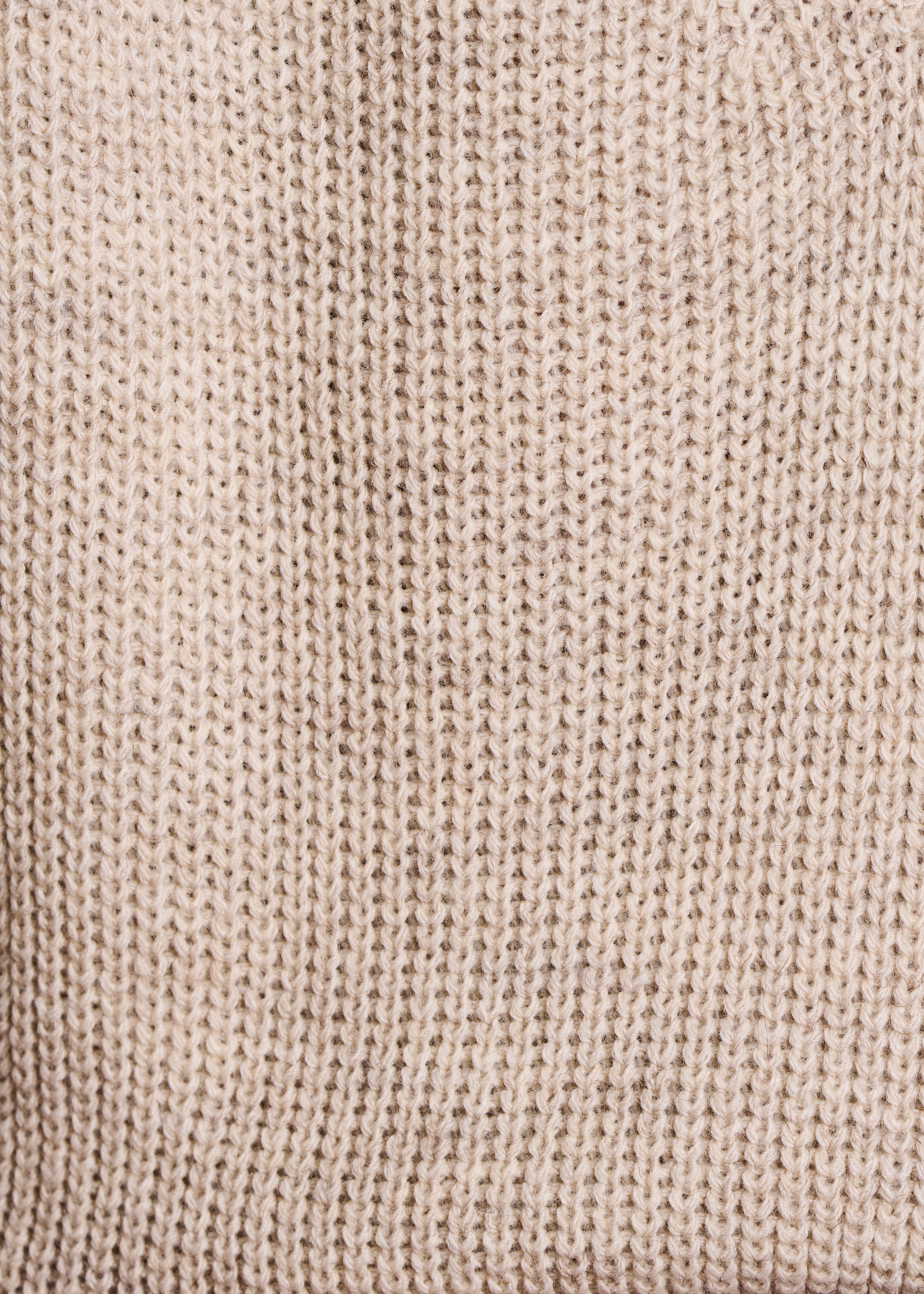Beige V-neck sweater in beaded rib knit