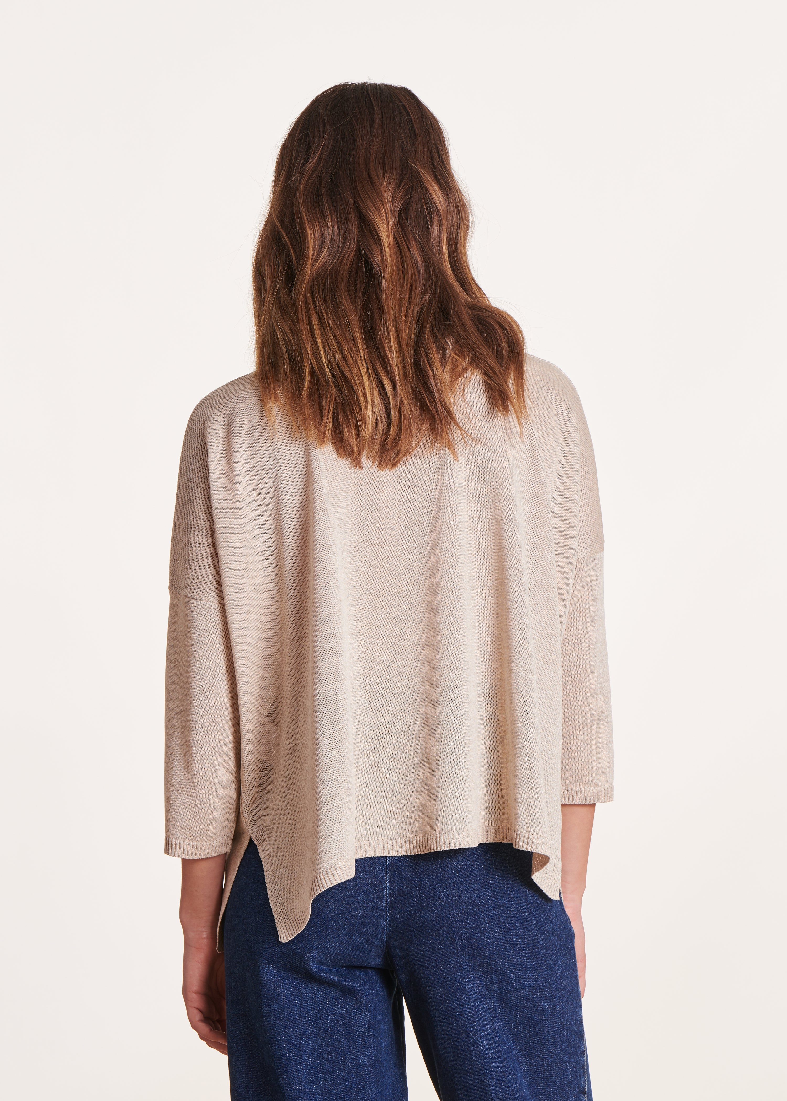 Pull doré manches 3/4 oversize