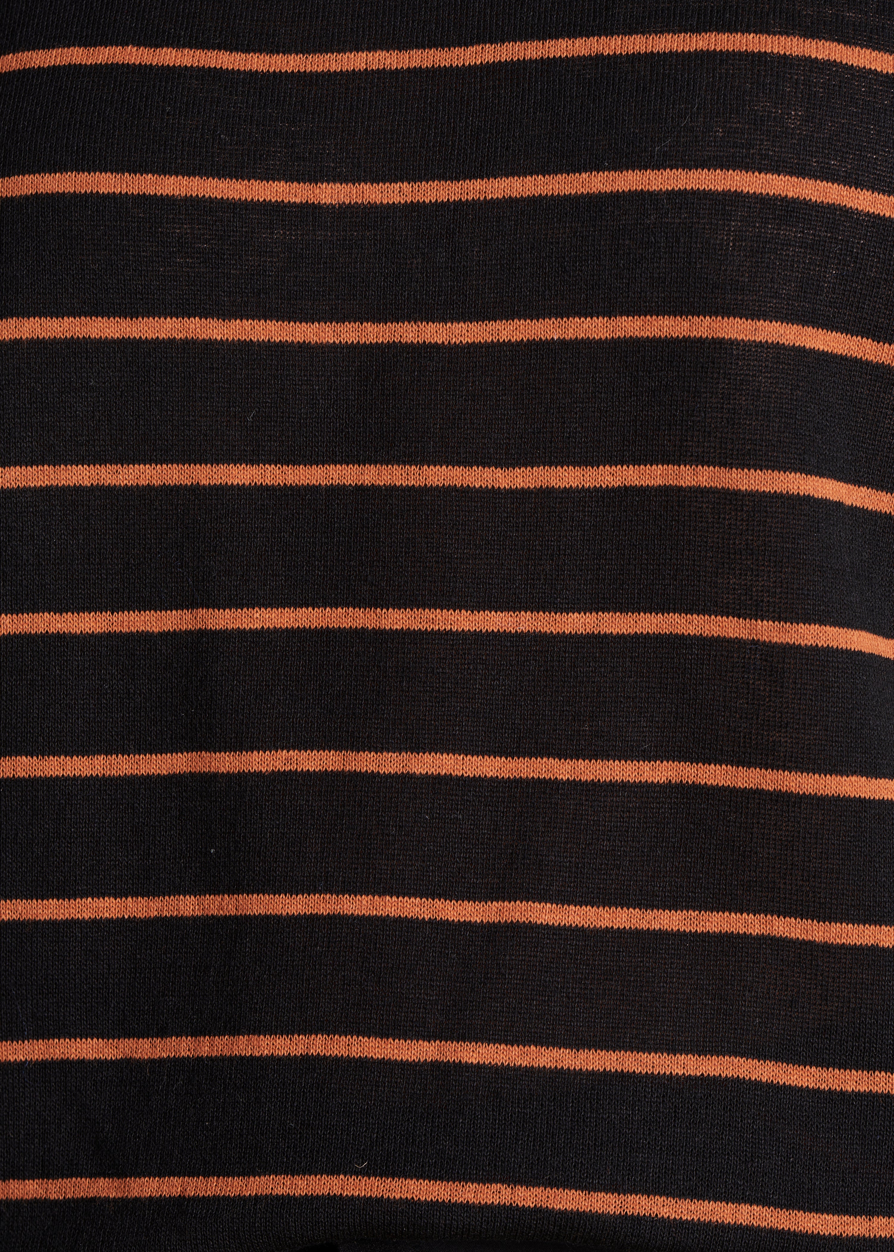 Camisola às riscas preto, mangas curtas, decote redondo