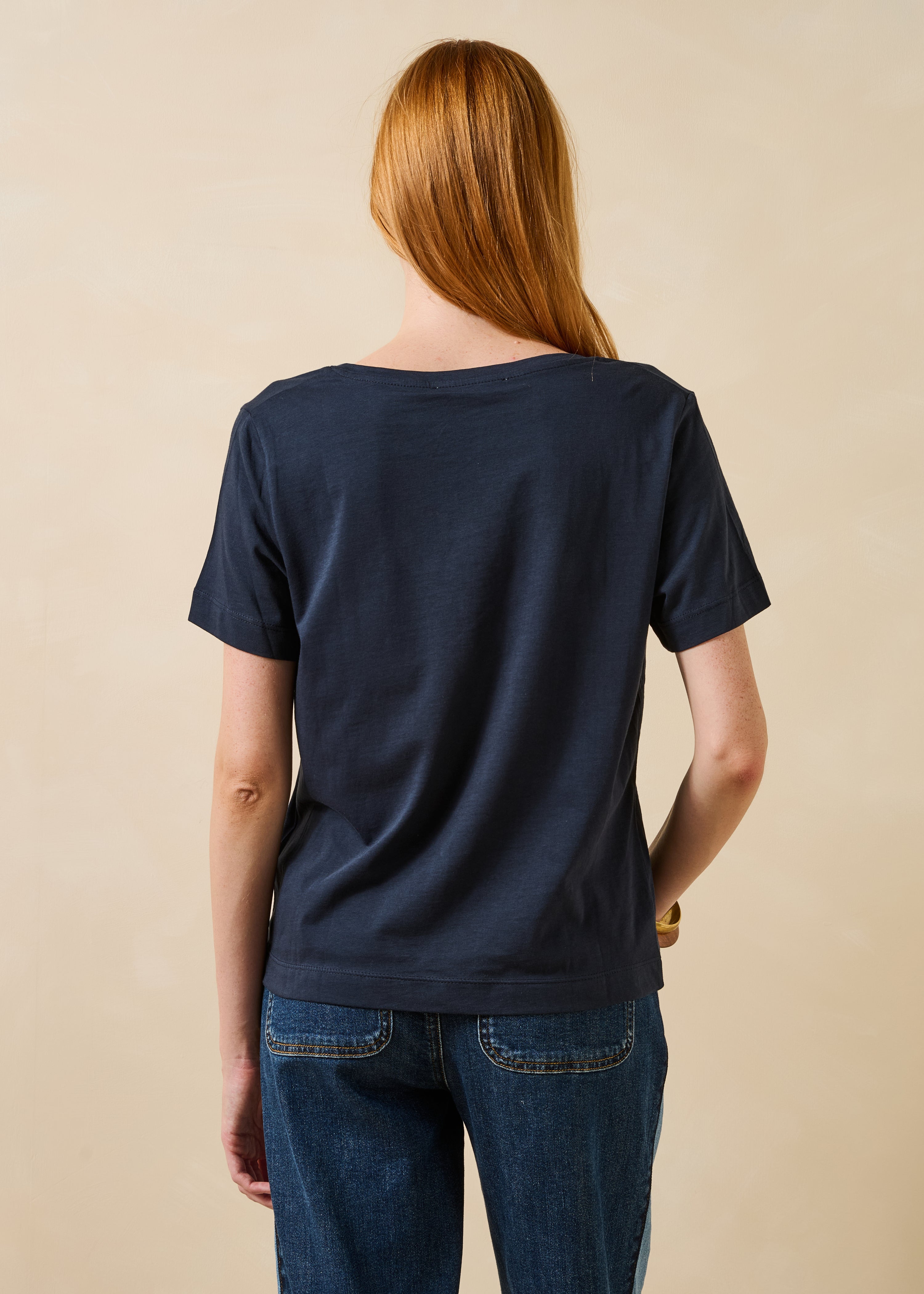 T-shirt oversize azul-marinho escuro mangas curtas