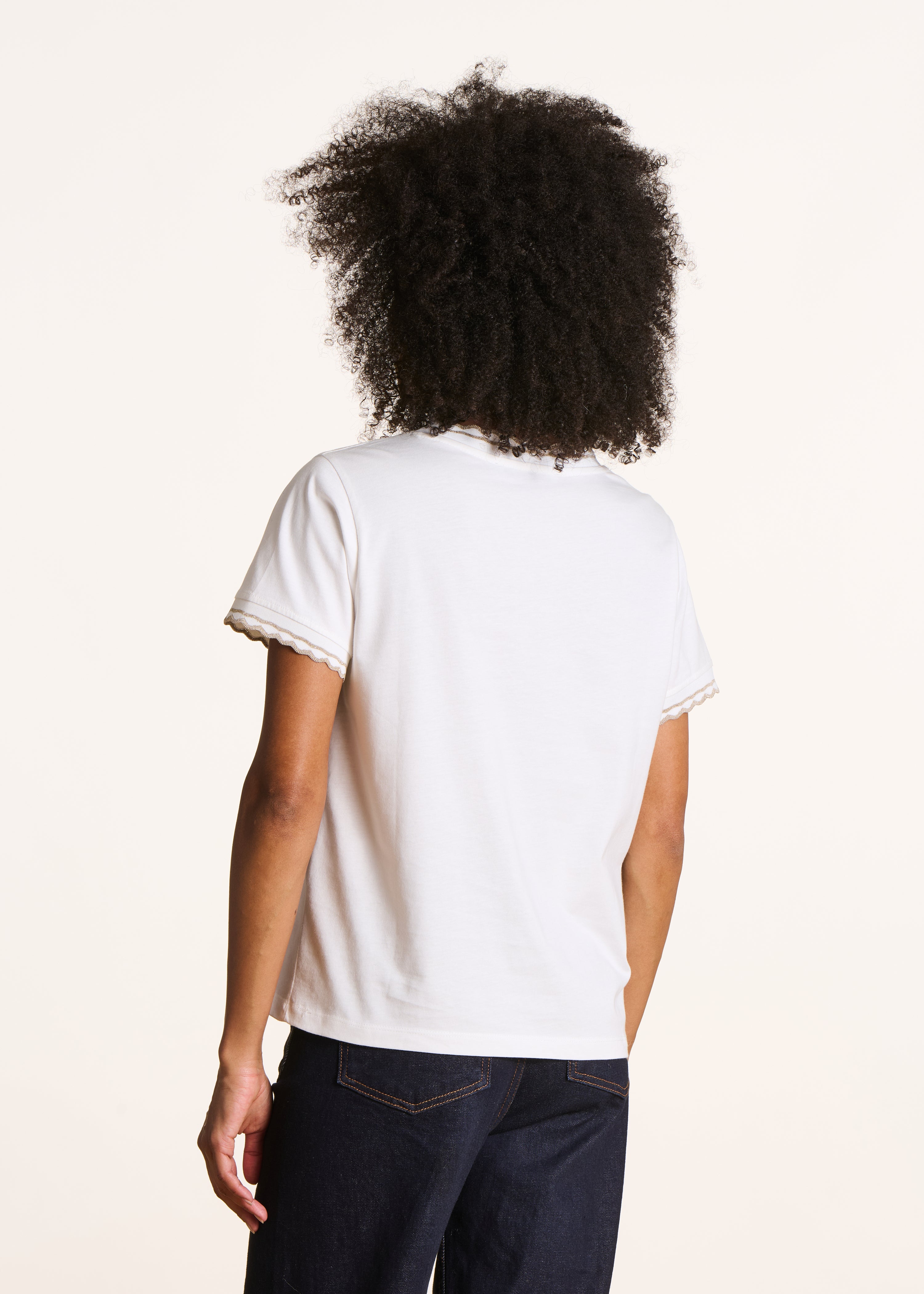 Ecru organic cotton short sleeve T-shirt