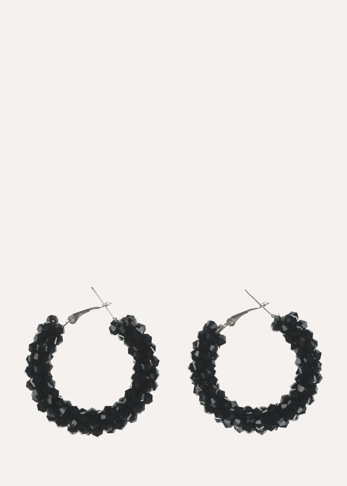 Boucles d'oreilles créoles perles noires
