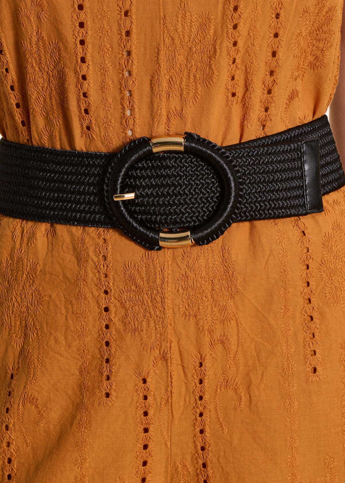 Ceinture noire élastiquée boucle ovale