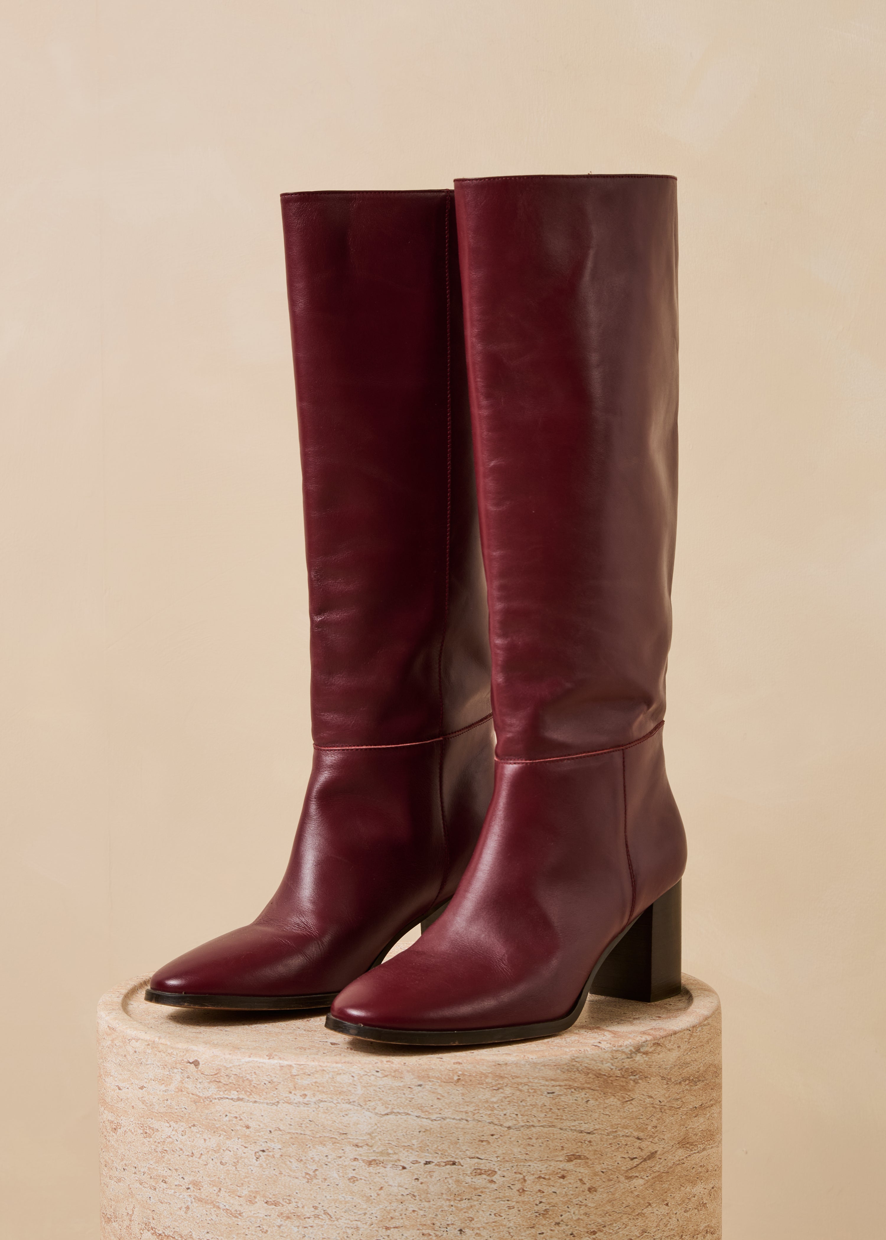 Bottes bordeaux à talons