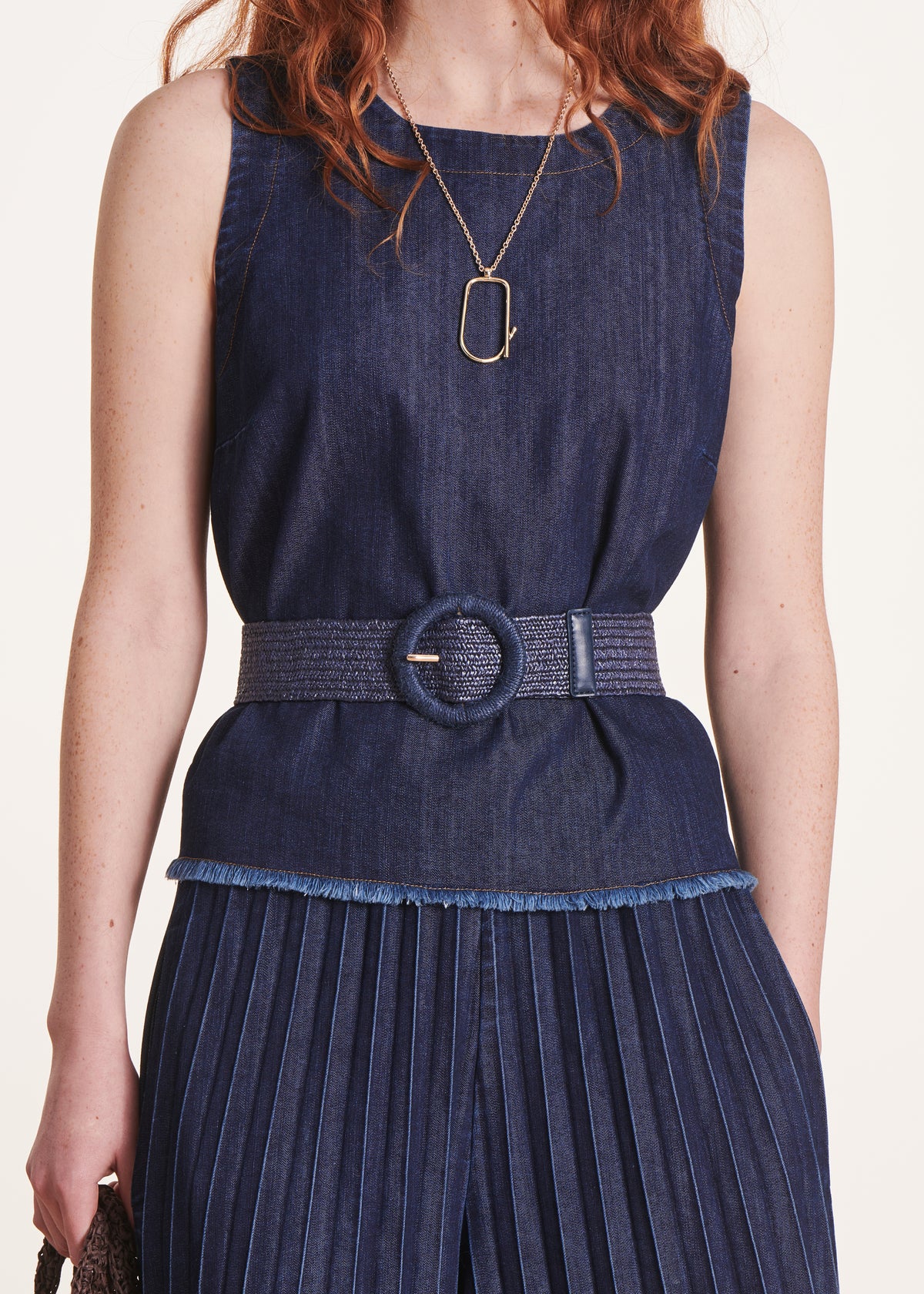 Ceinture textile bleu marine élastiquée