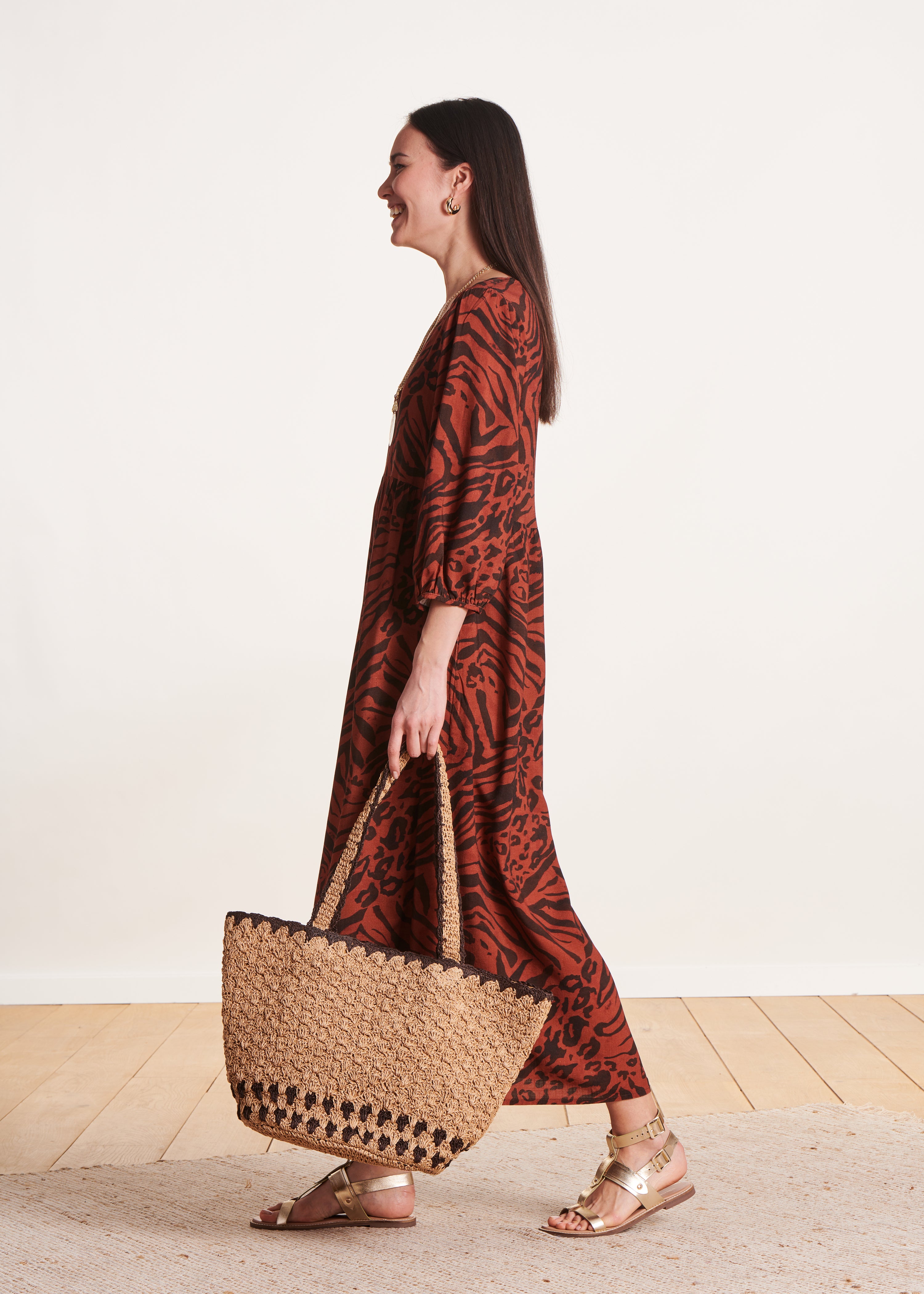 Panier en raphia beige