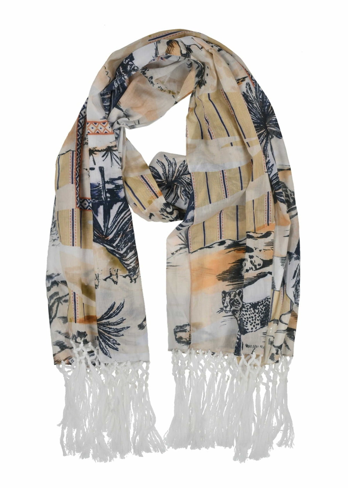 Foulard imprimé en coton beige