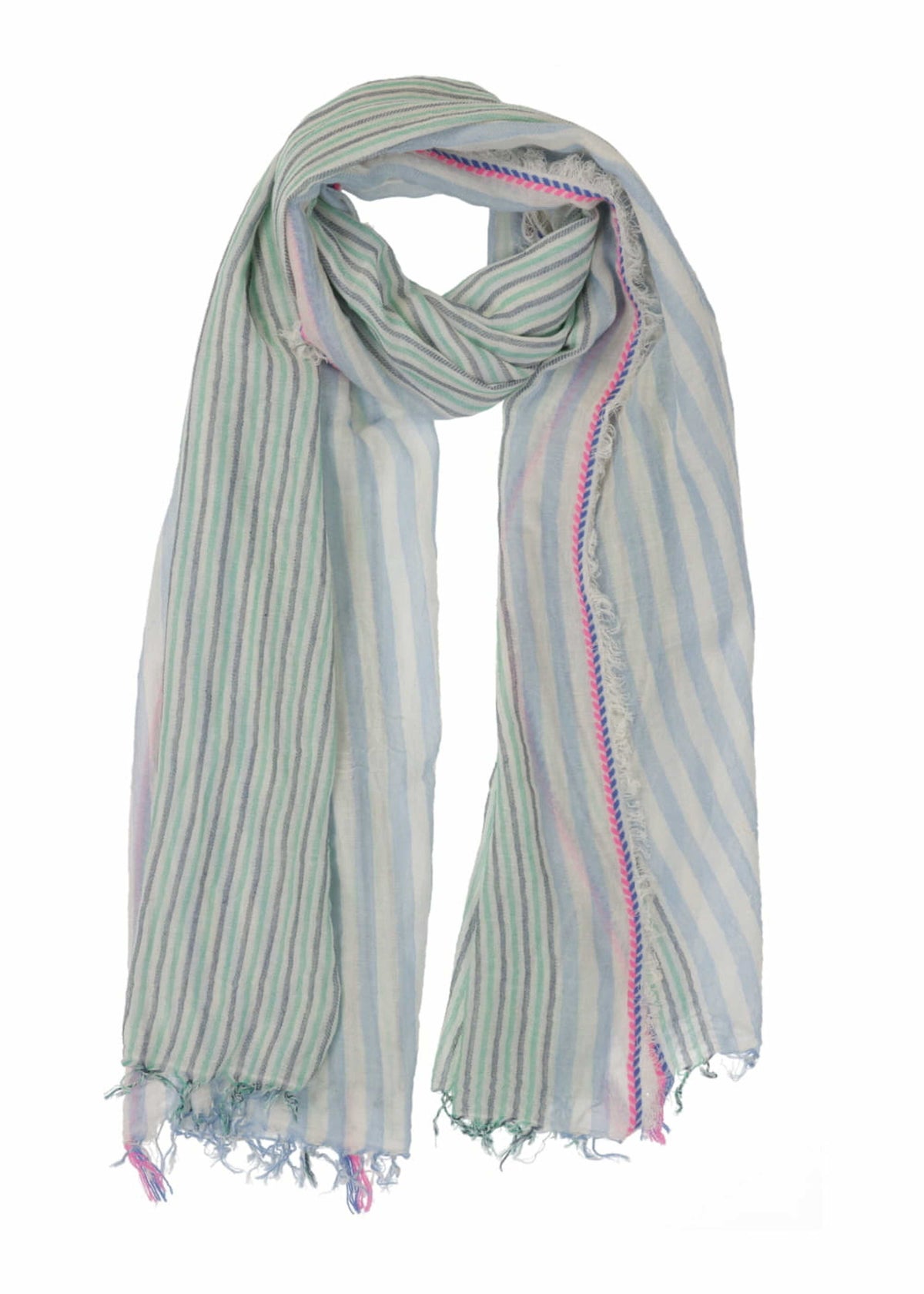 Foulard fines rayures en coton vert