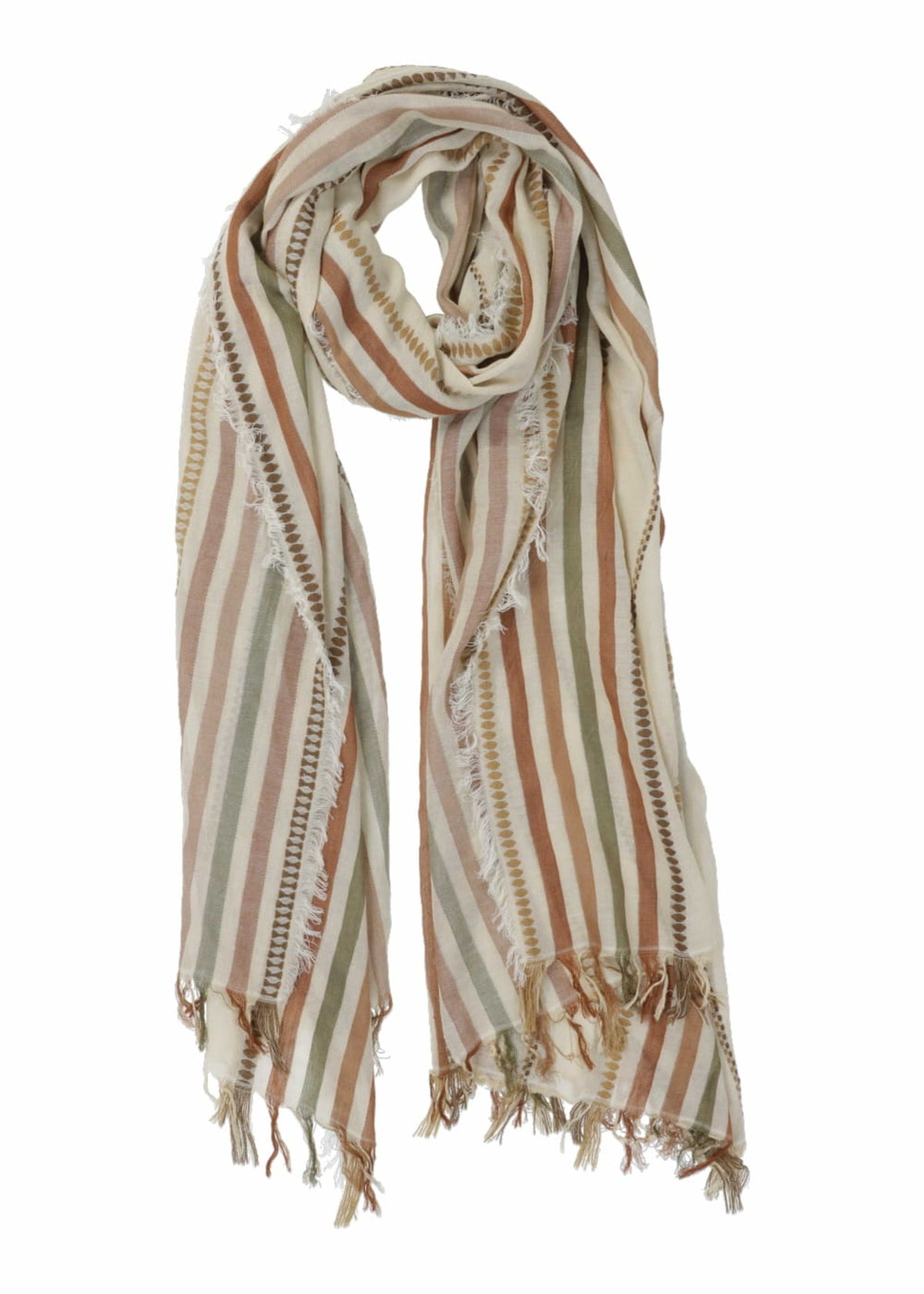 Foulard fines rayures en coton beige