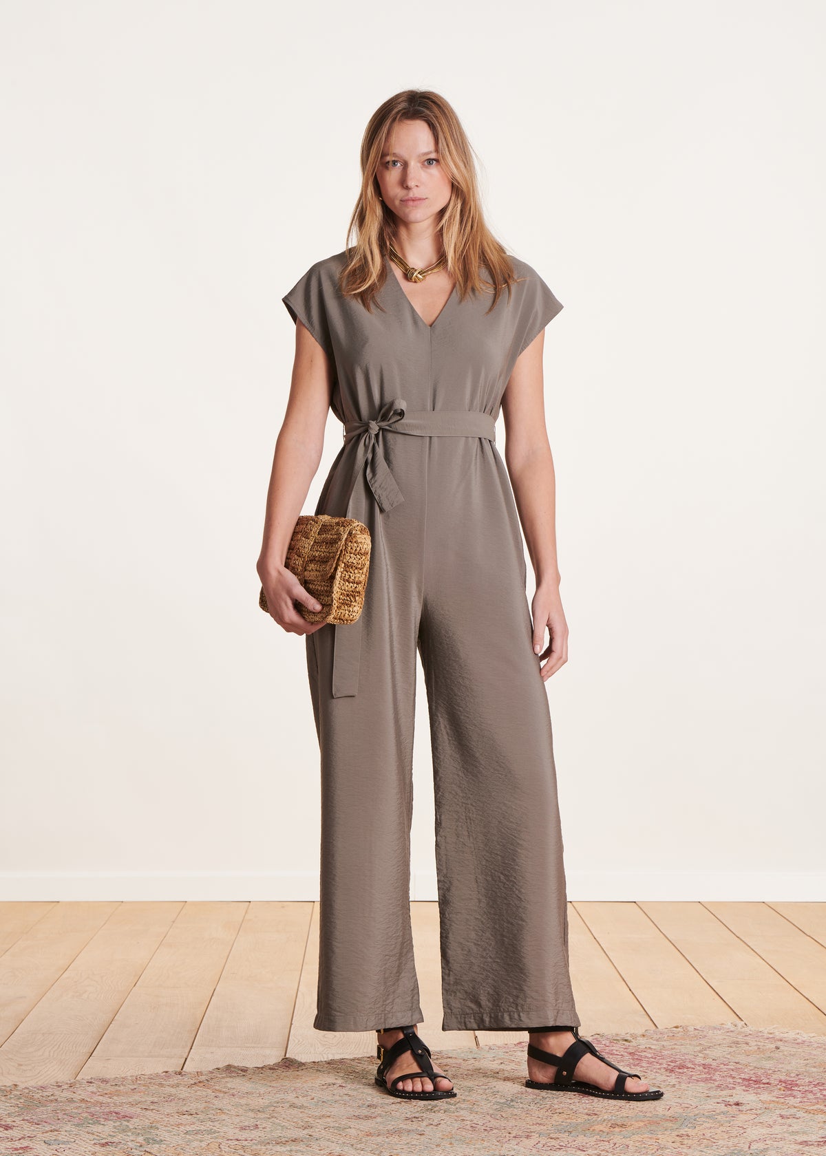 Combinaison pantalon kaki unie