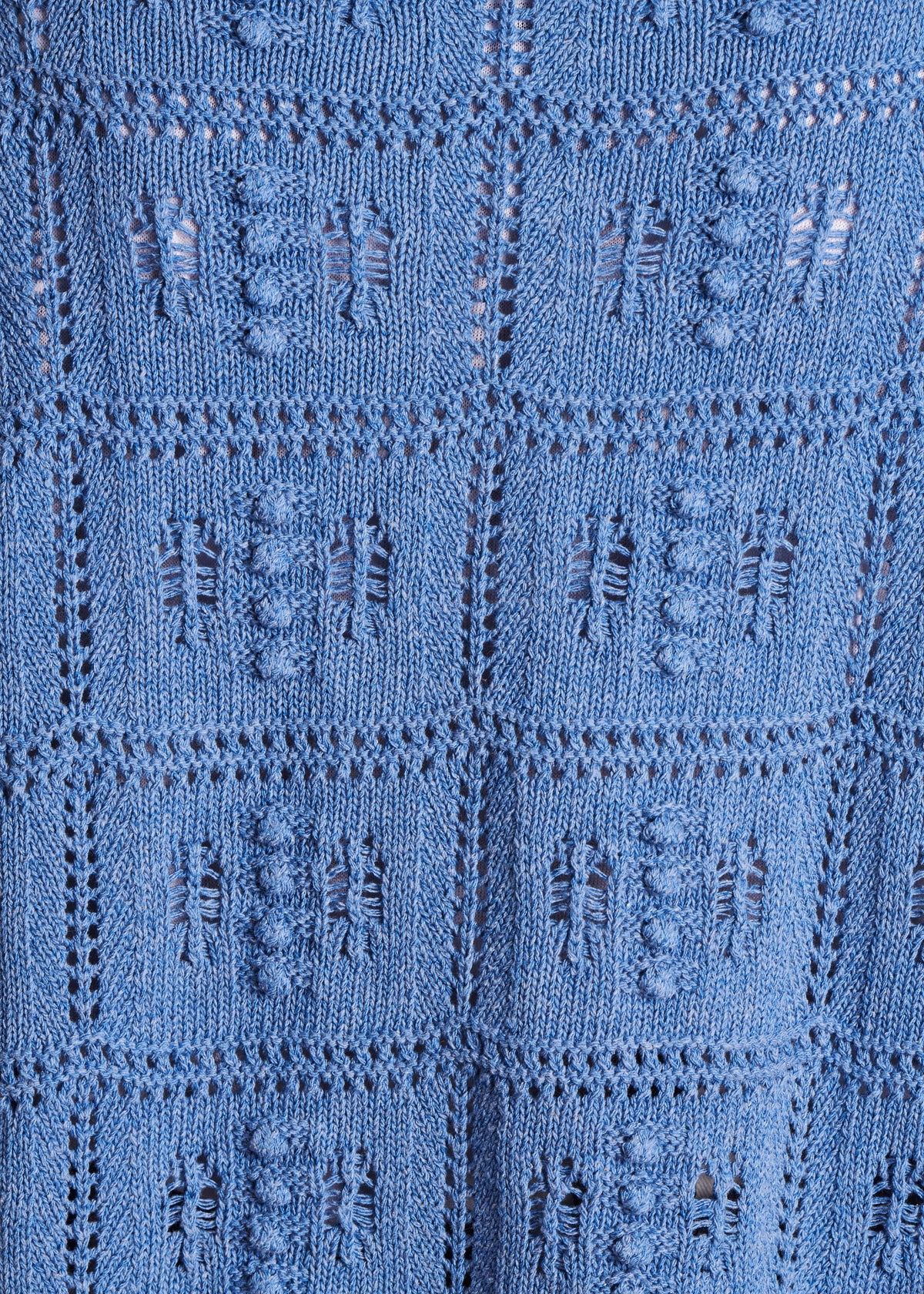 Gilet bleu ouvert en maille crochet
