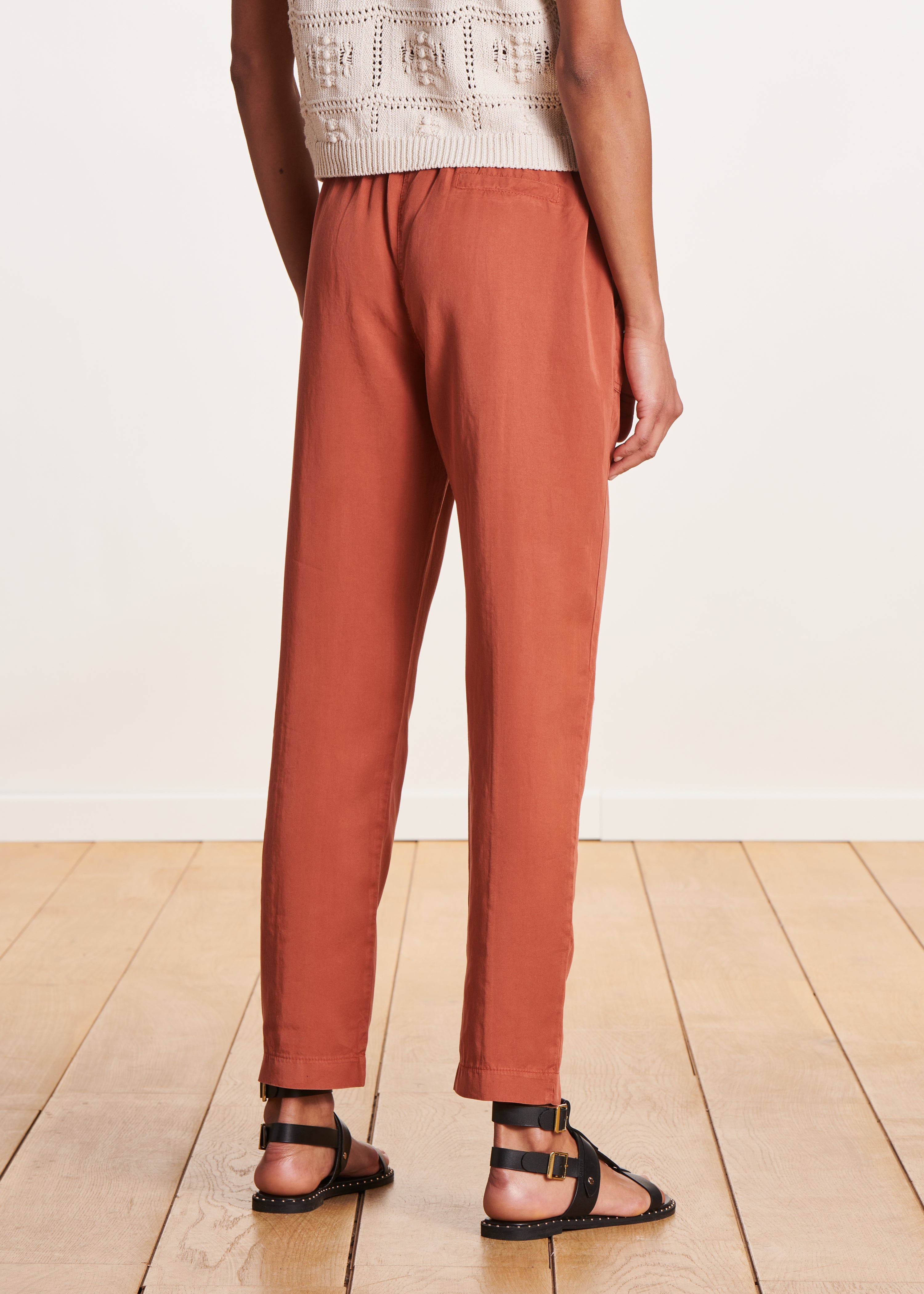 Pantalon fluide corail en lyocell