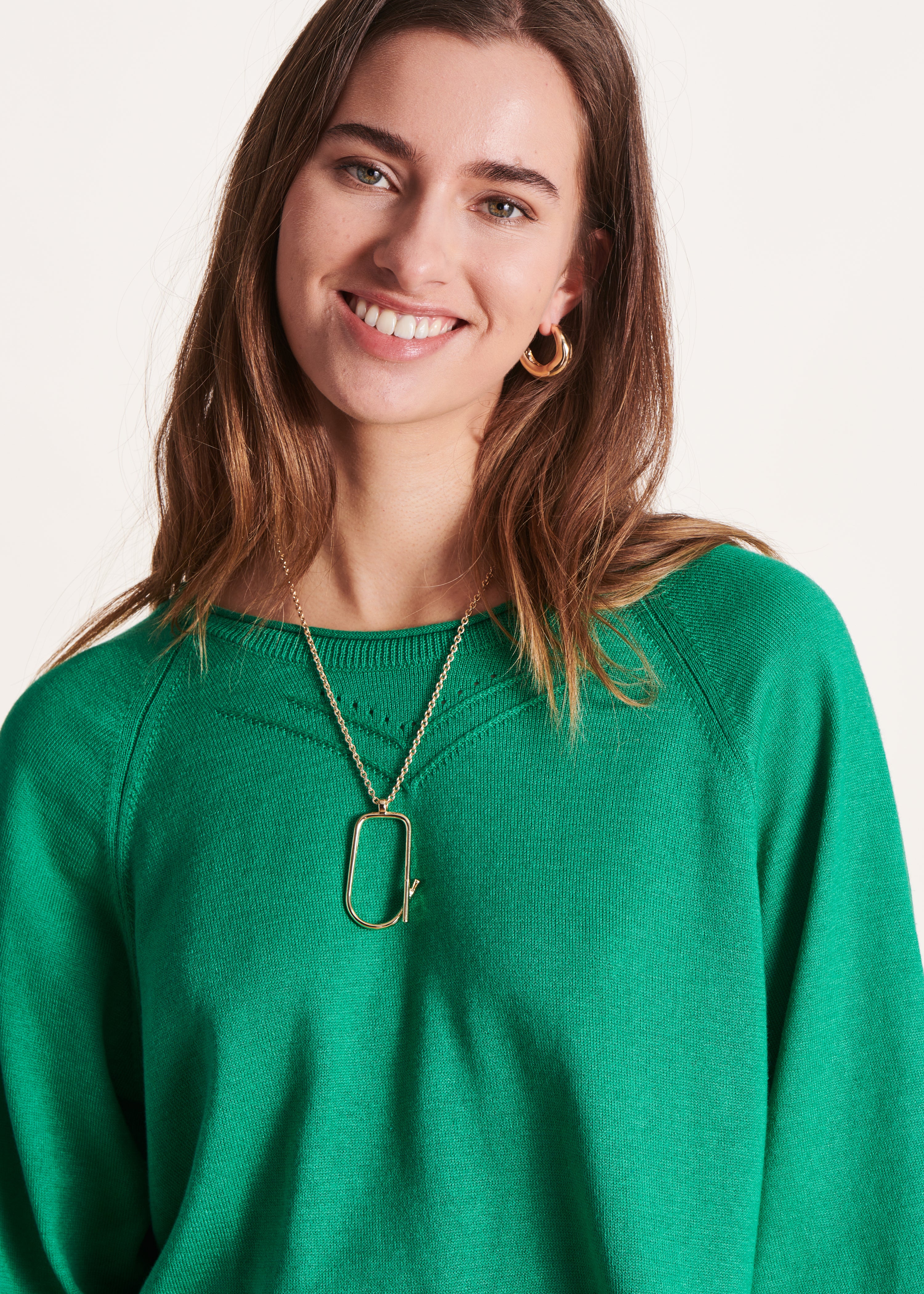 Grüner Oversize-Pullover mit 3/4-Ärmeln