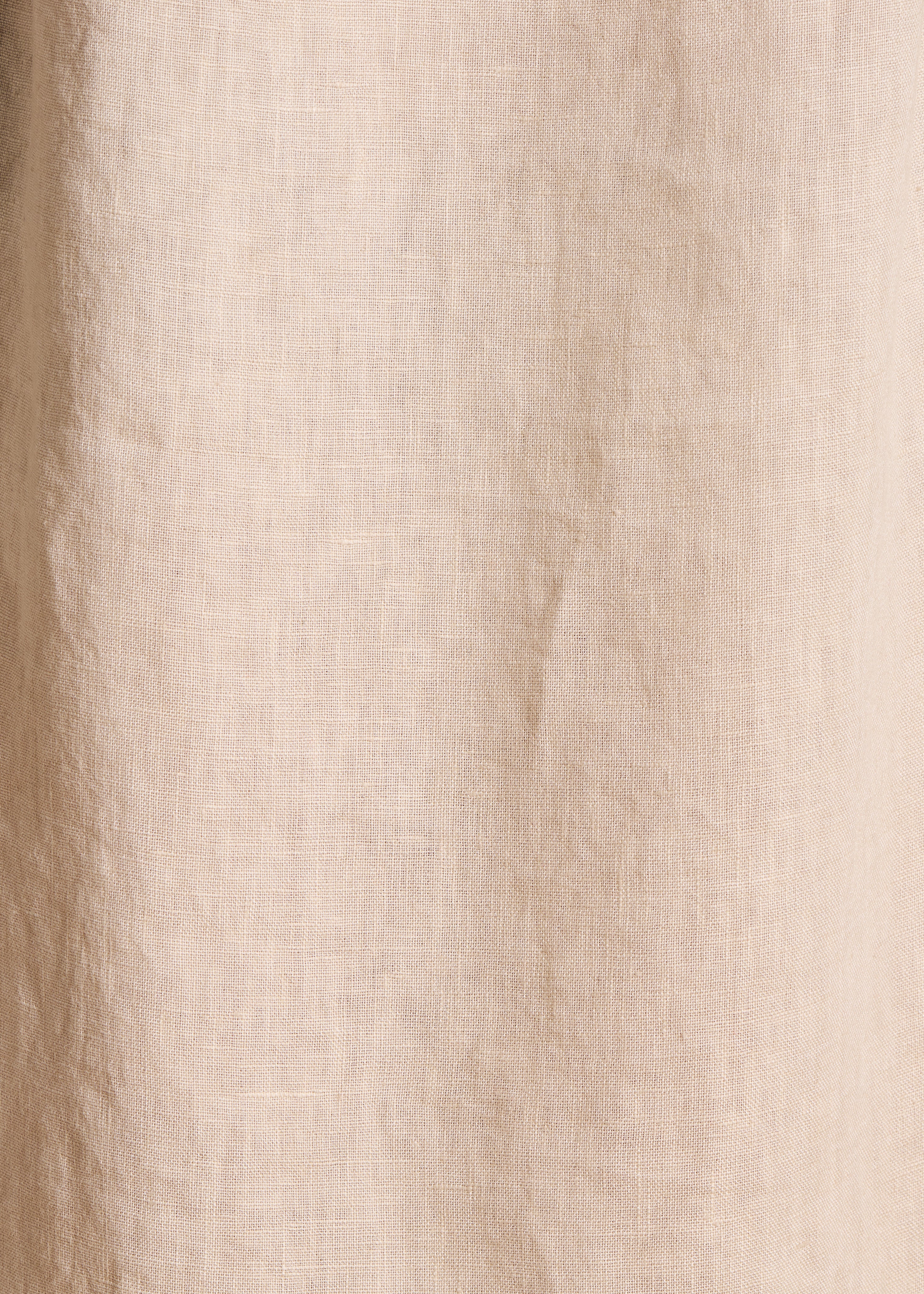 Loose long beige linen dress with short sleeves