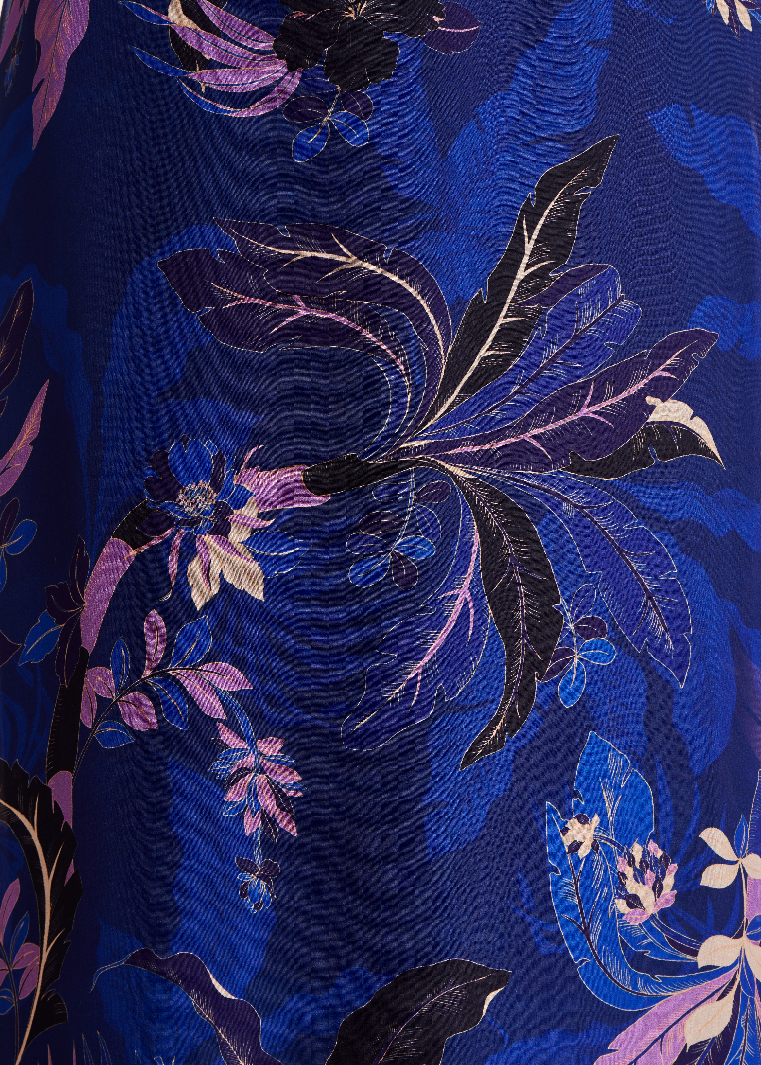 Robe longue en voile viscose/soie bleu à imprimé