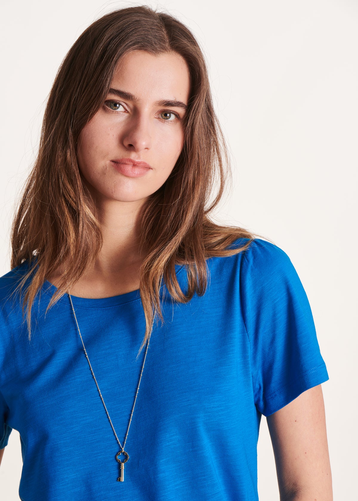 T-shirt bleu à manches courtes en modal