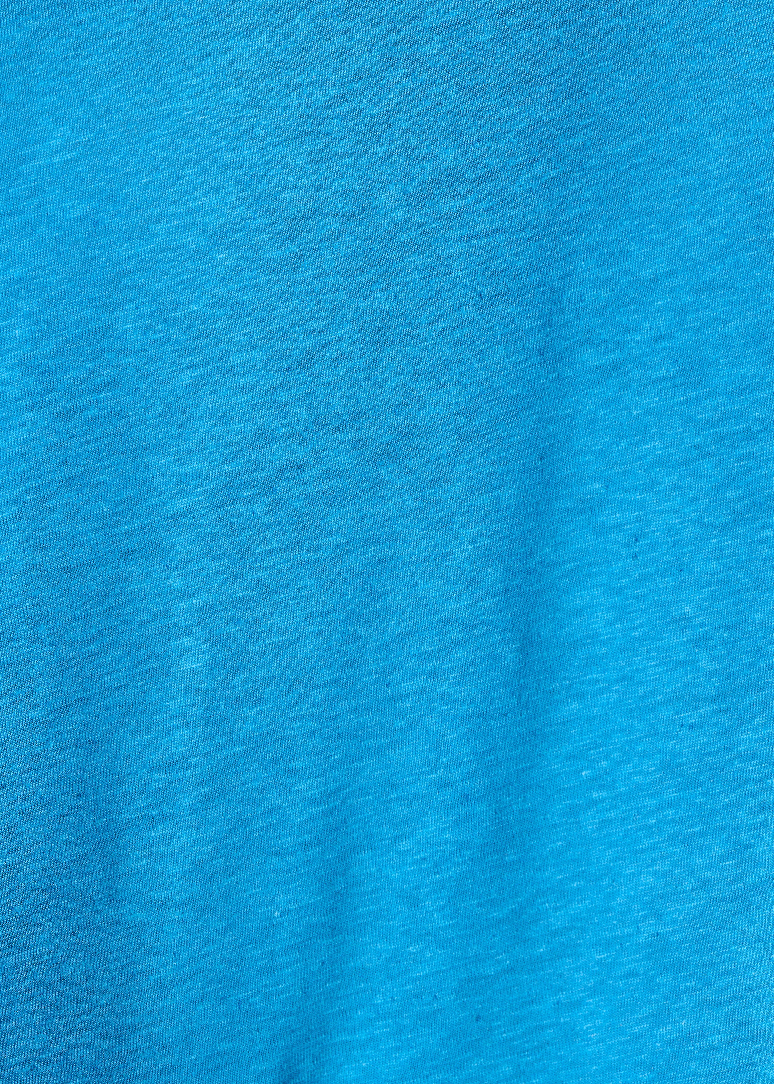 Light blue straight T-shirt in lyocell and linen with a round neckline
