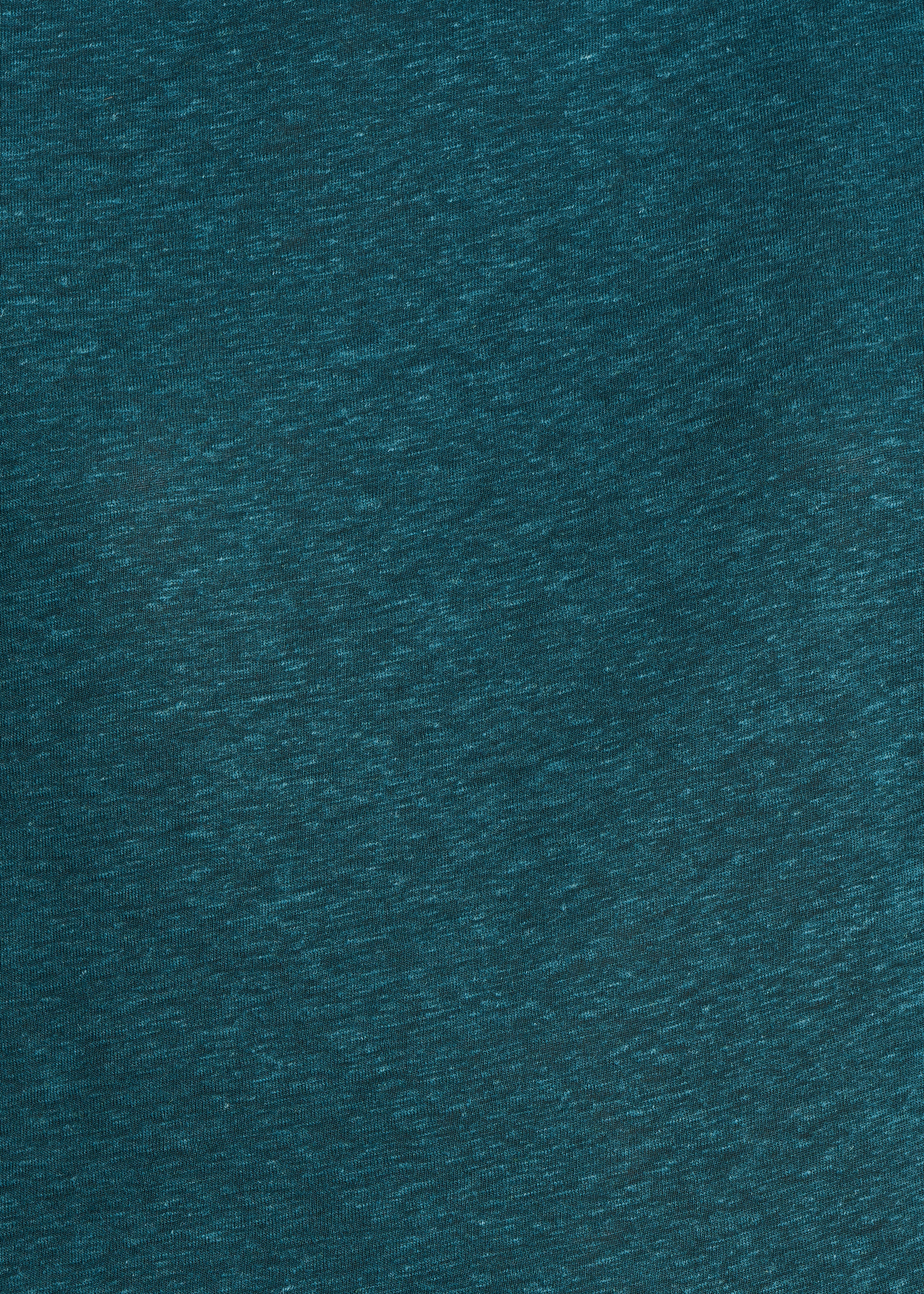 Straight petrol blue T-shirt in lyocell and linen with a round neckline