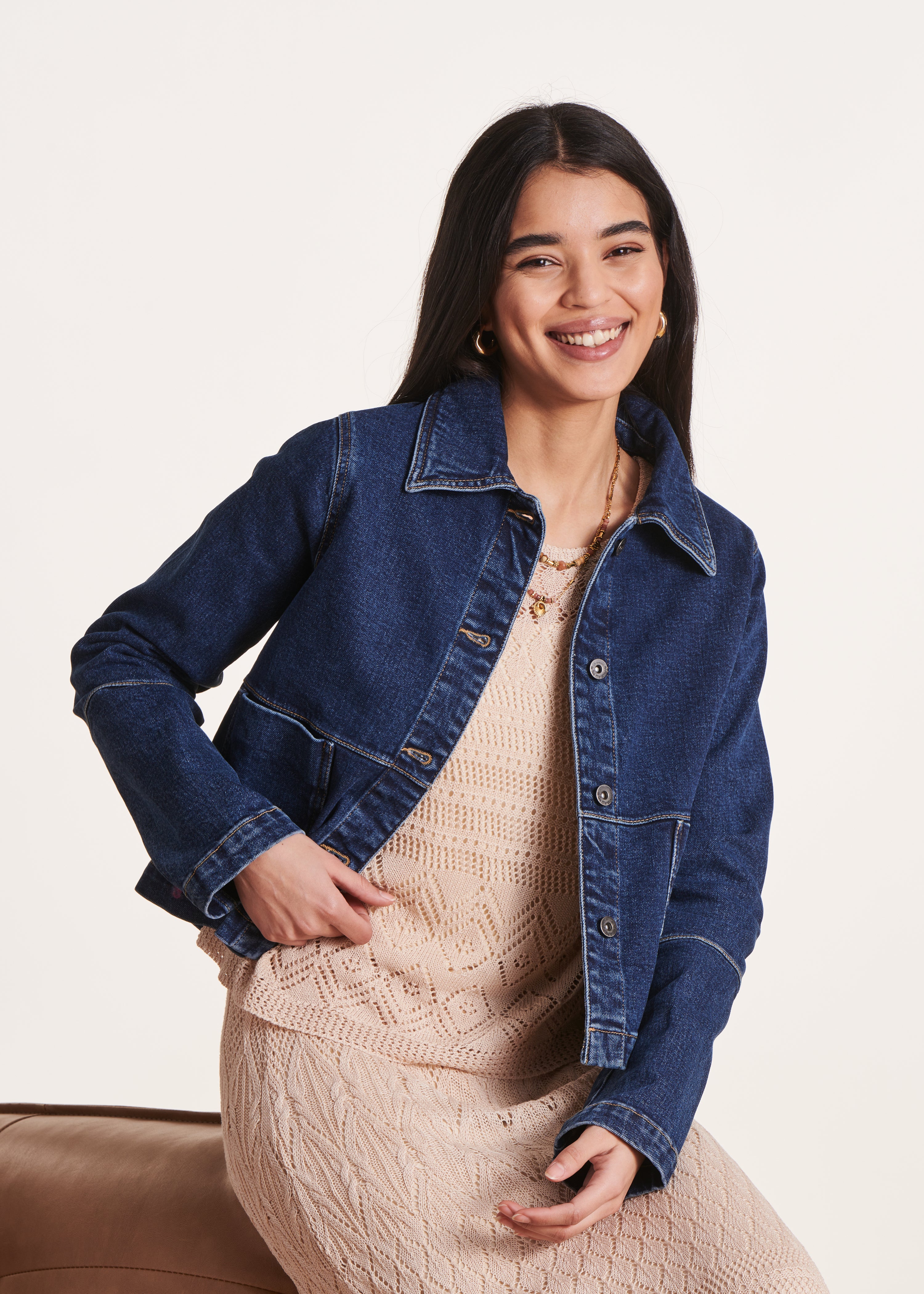 Veste courte en jean coton biologique