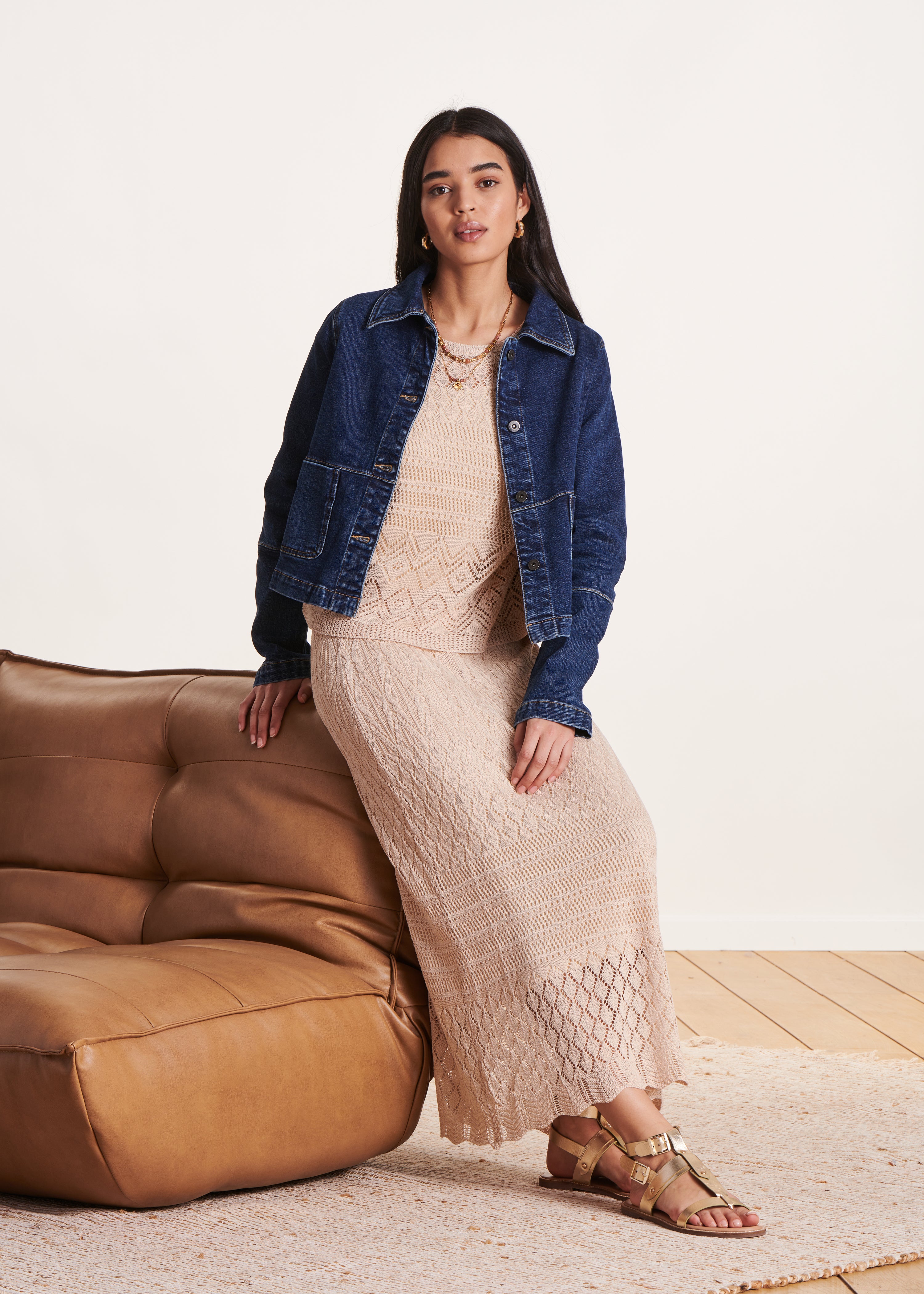 Veste courte en jean coton biologique