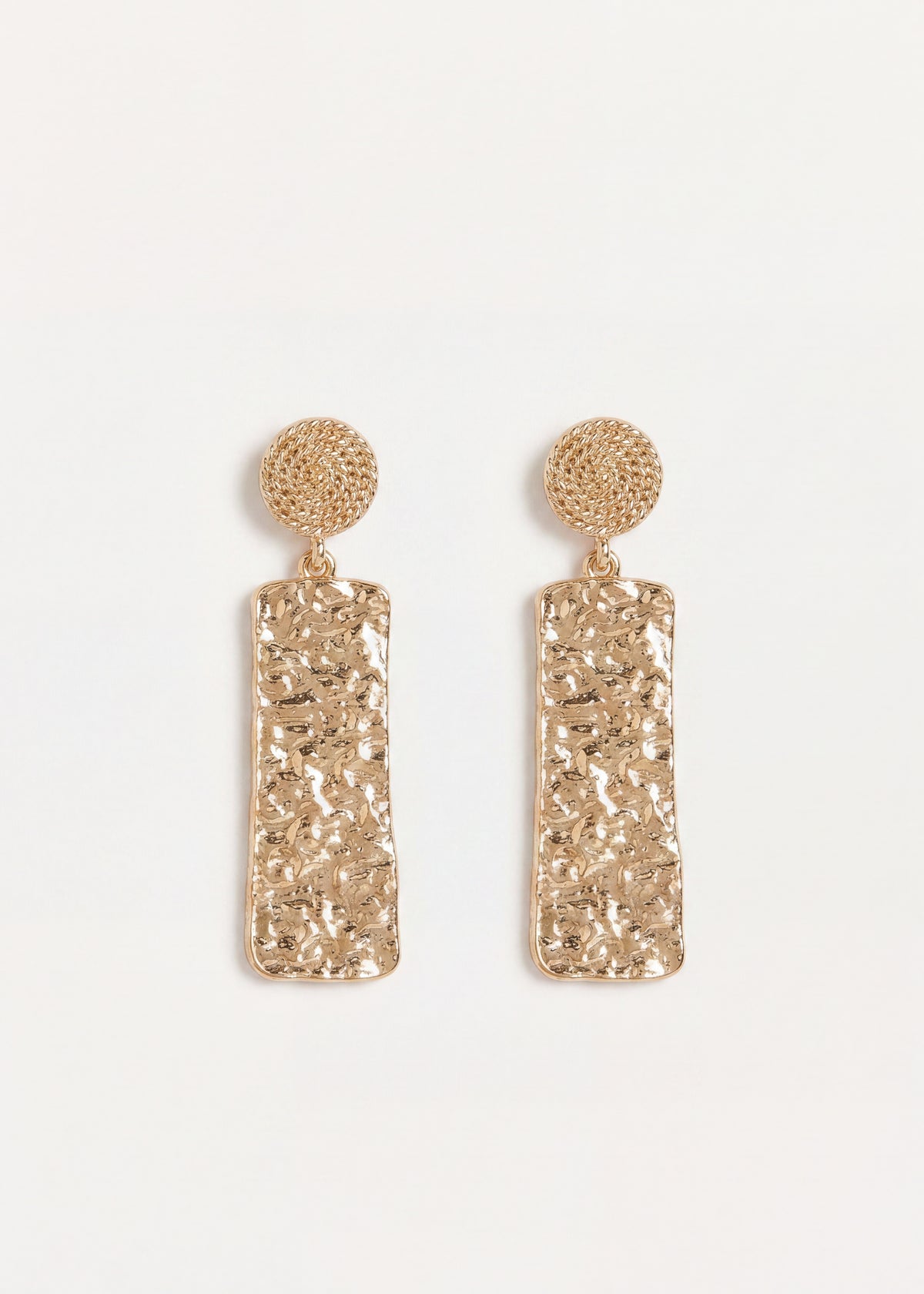 Boucles d'oreilles pendantes dorées rectangulaires