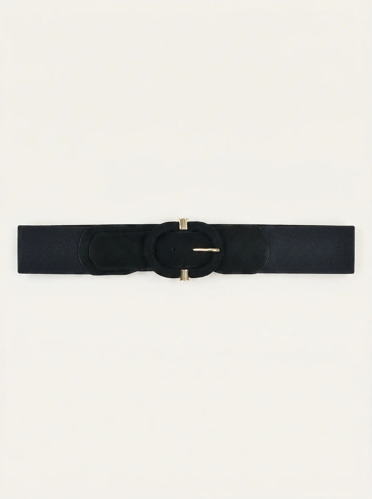 Ceinture large élastiquée noire boucle ovale