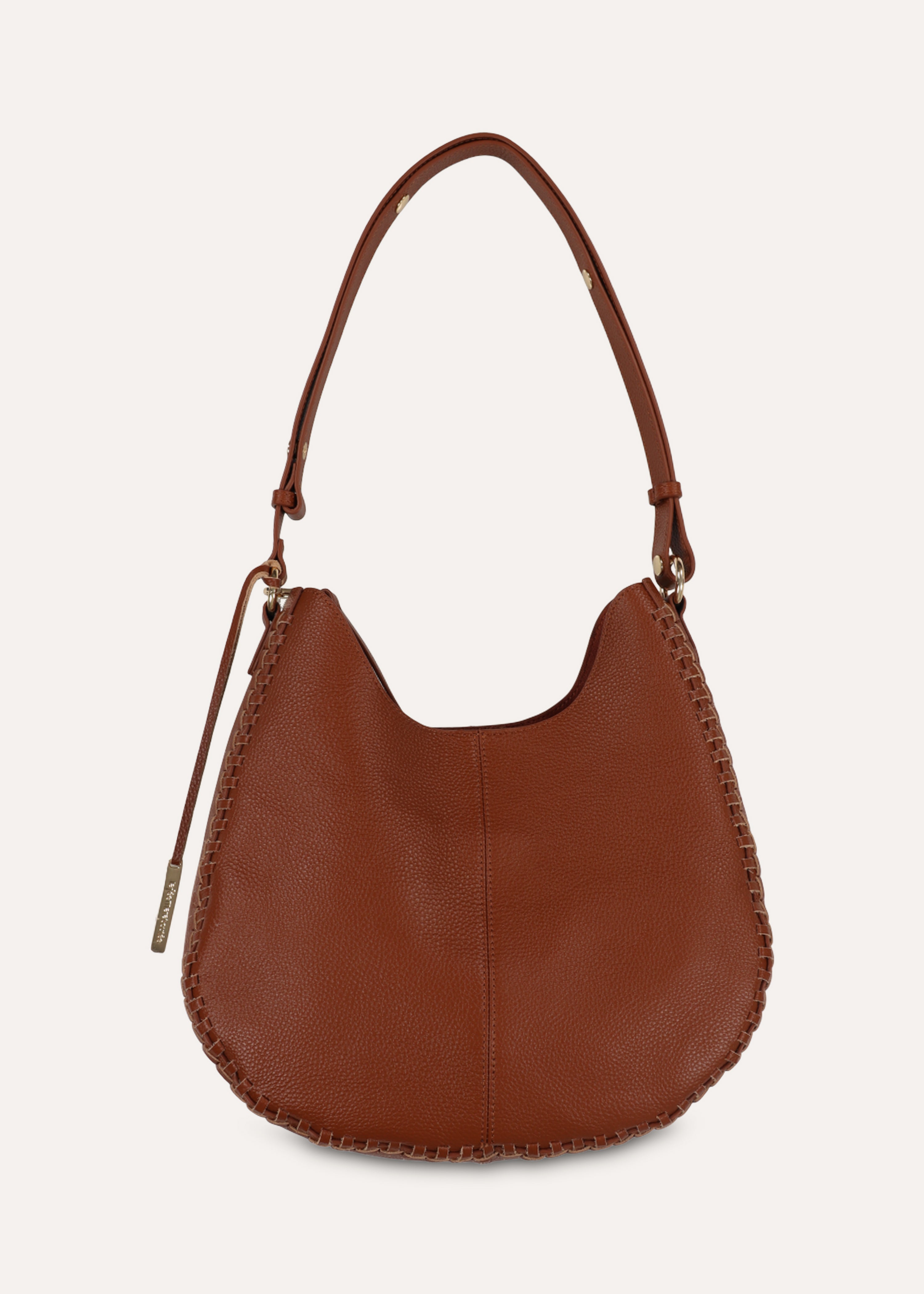 Hobo-Tasche aus genarbtem Kamel-Leder