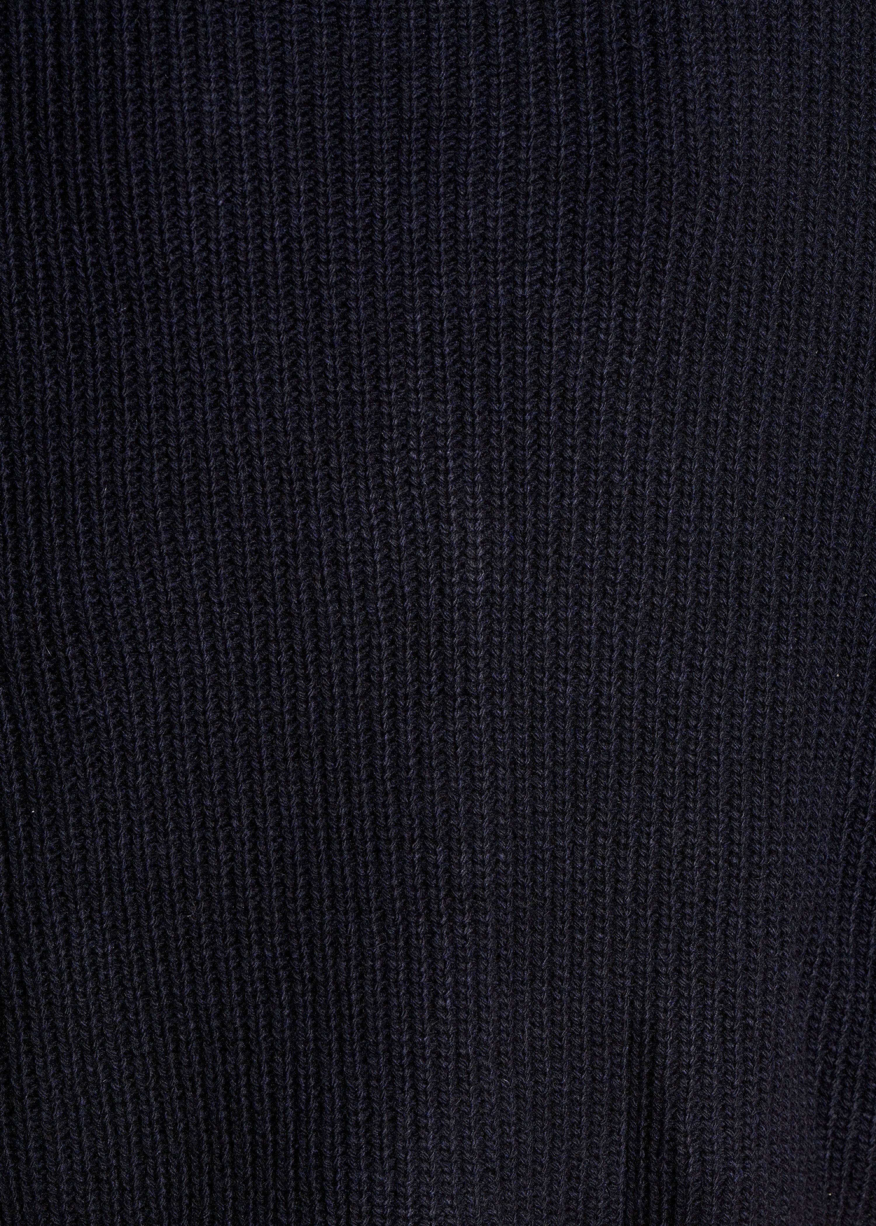 Marineblaue kurze Strickjacke mit Perlenrippmuster