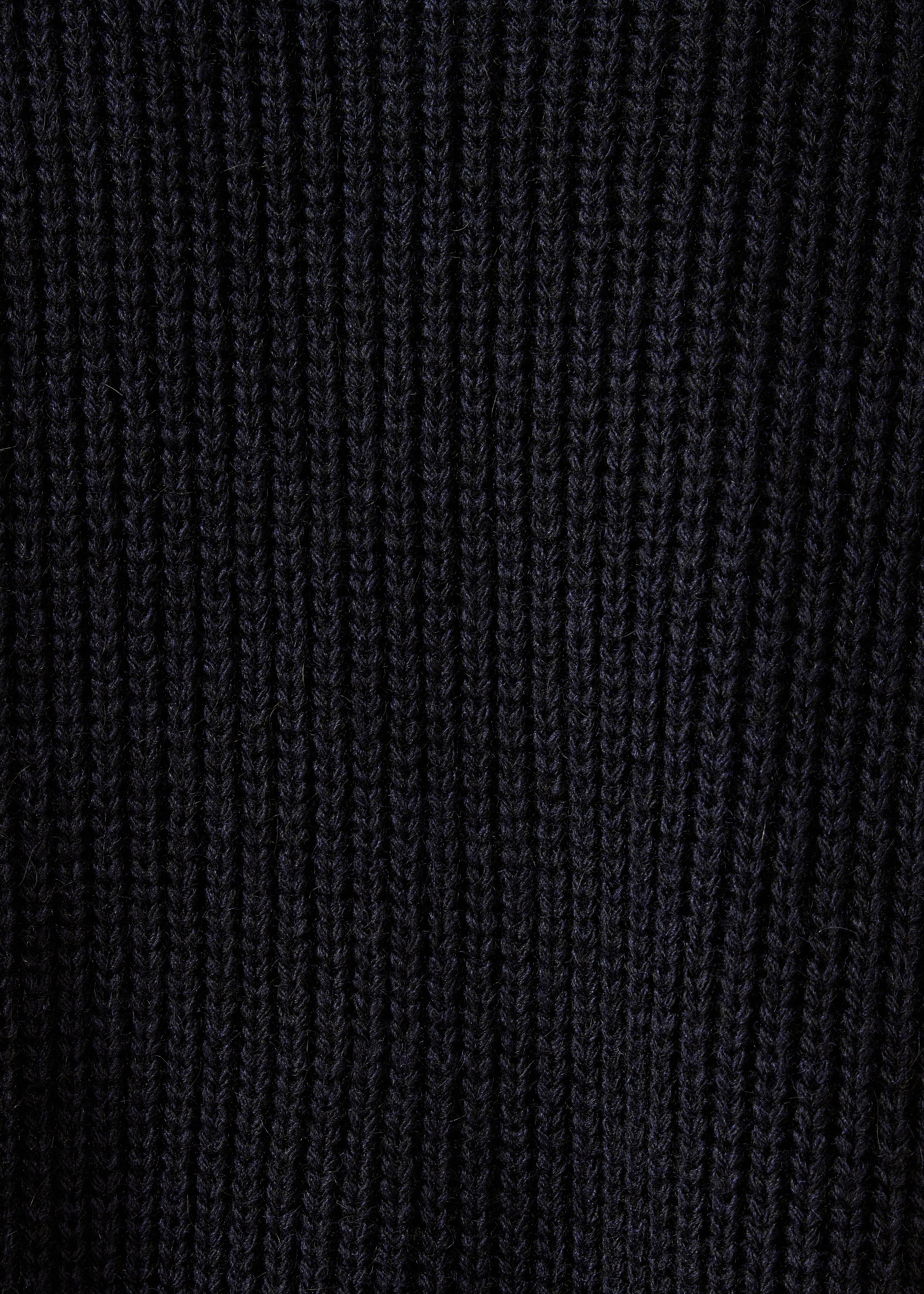 Short sleeveless navy blue beaded rib cardigan