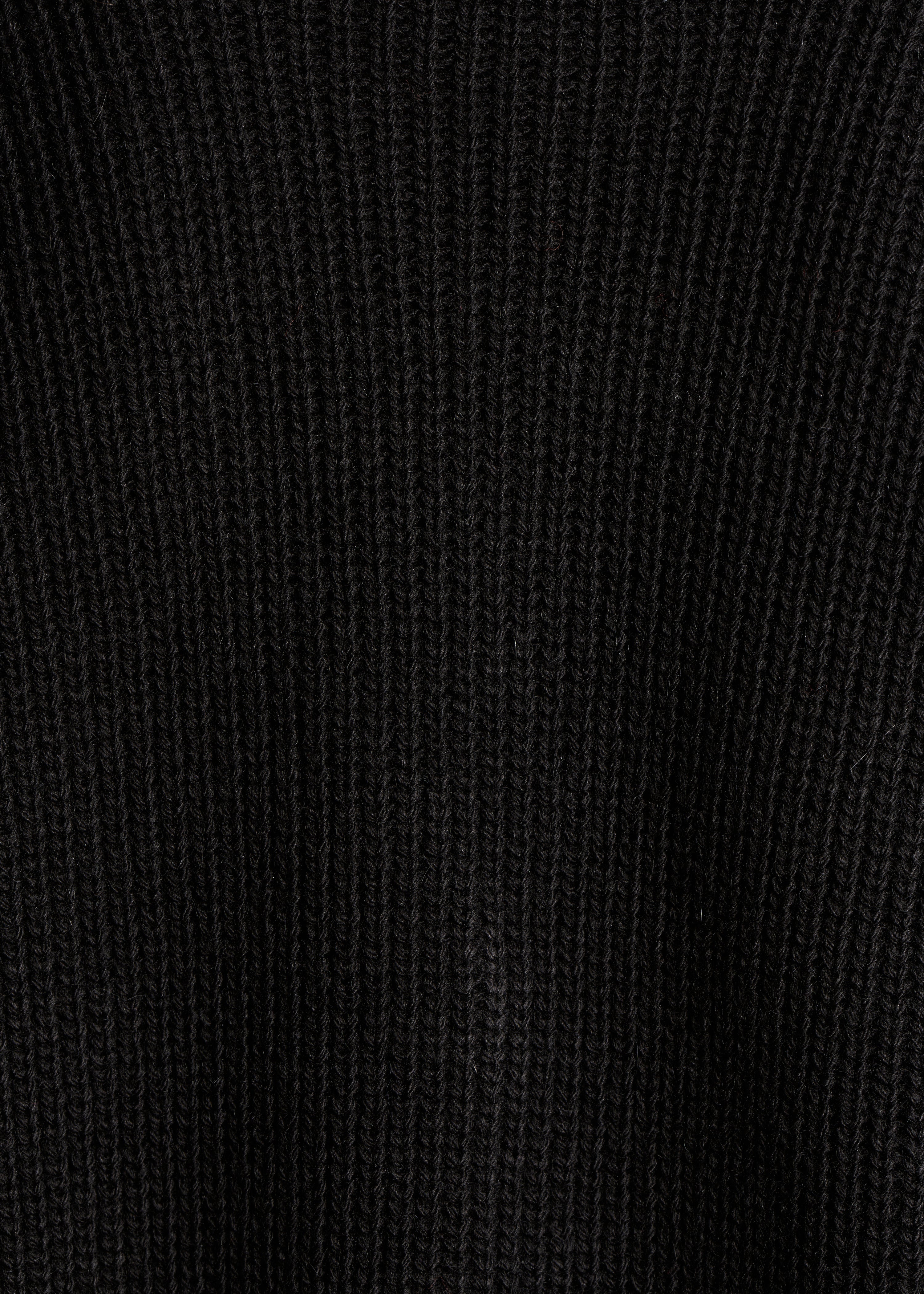 Loose-fitting short cardigan in black beaded rib knit