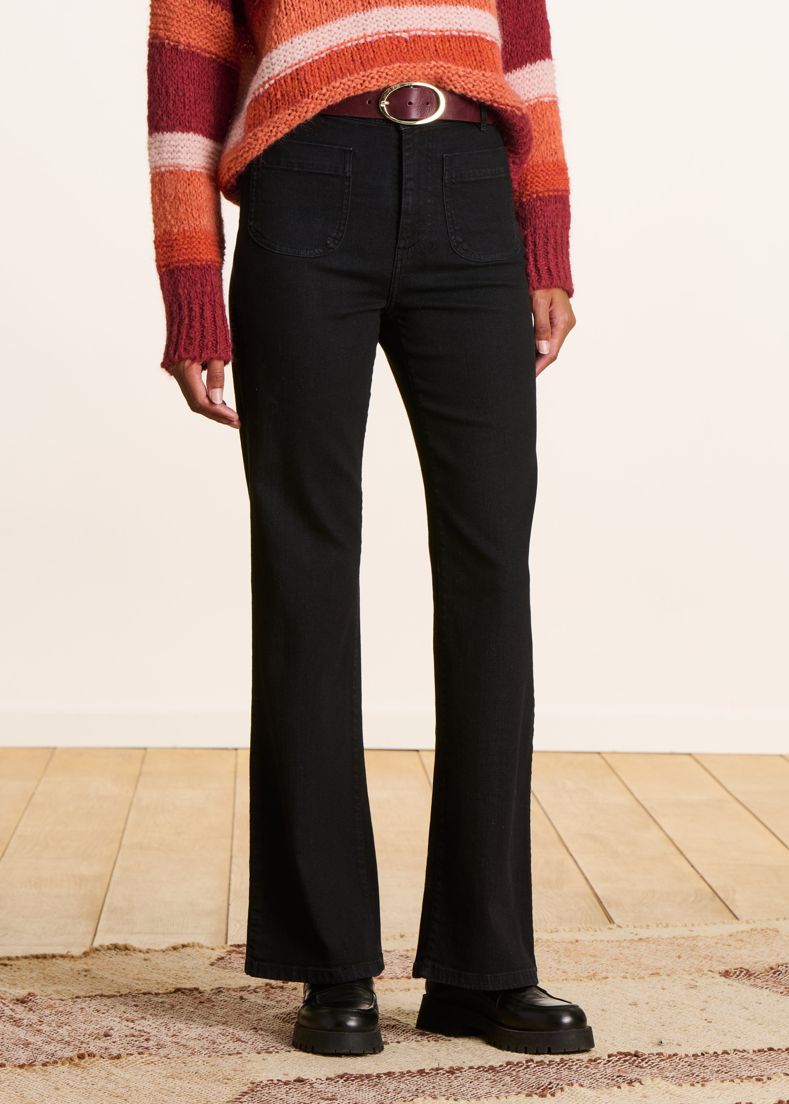 black bootcut jeans in organic cotton