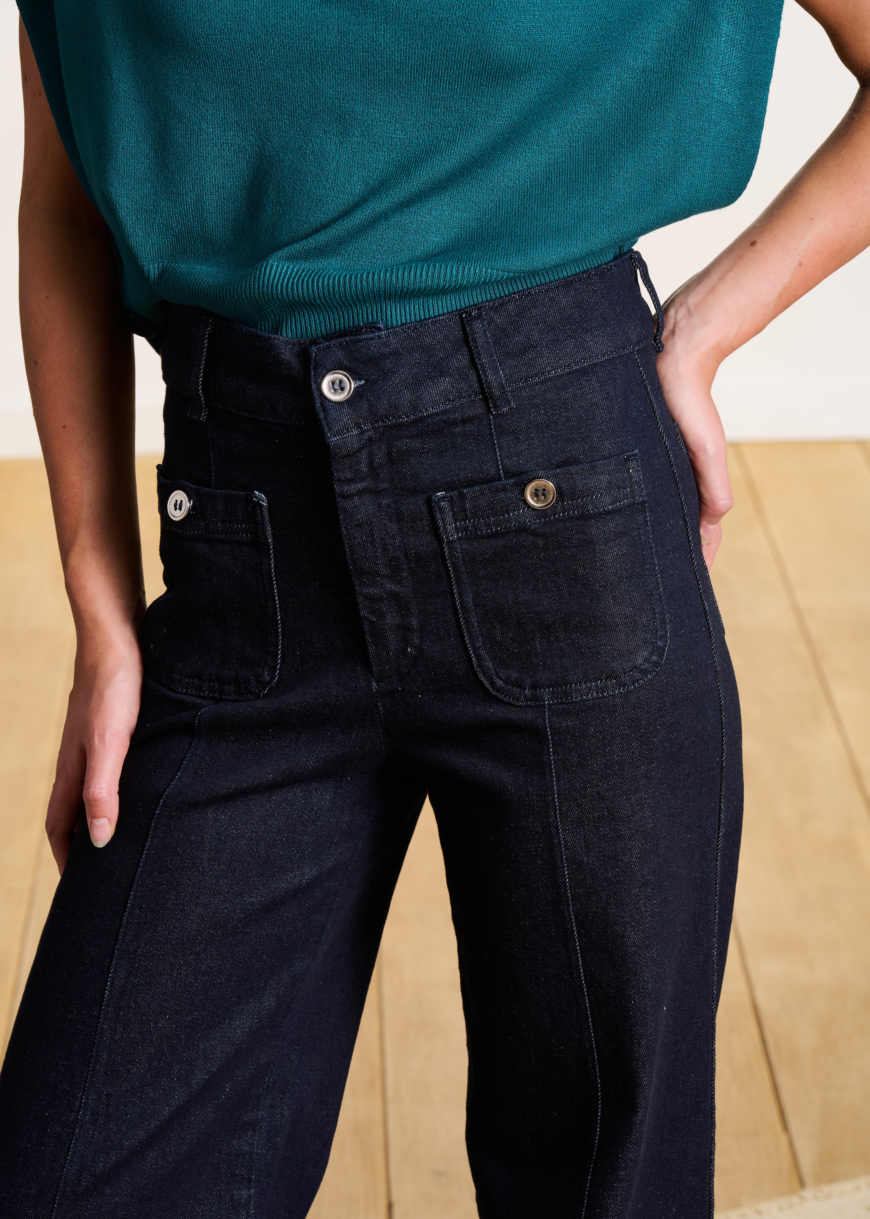 Straight-leg wide-leg jeans in organic cotton