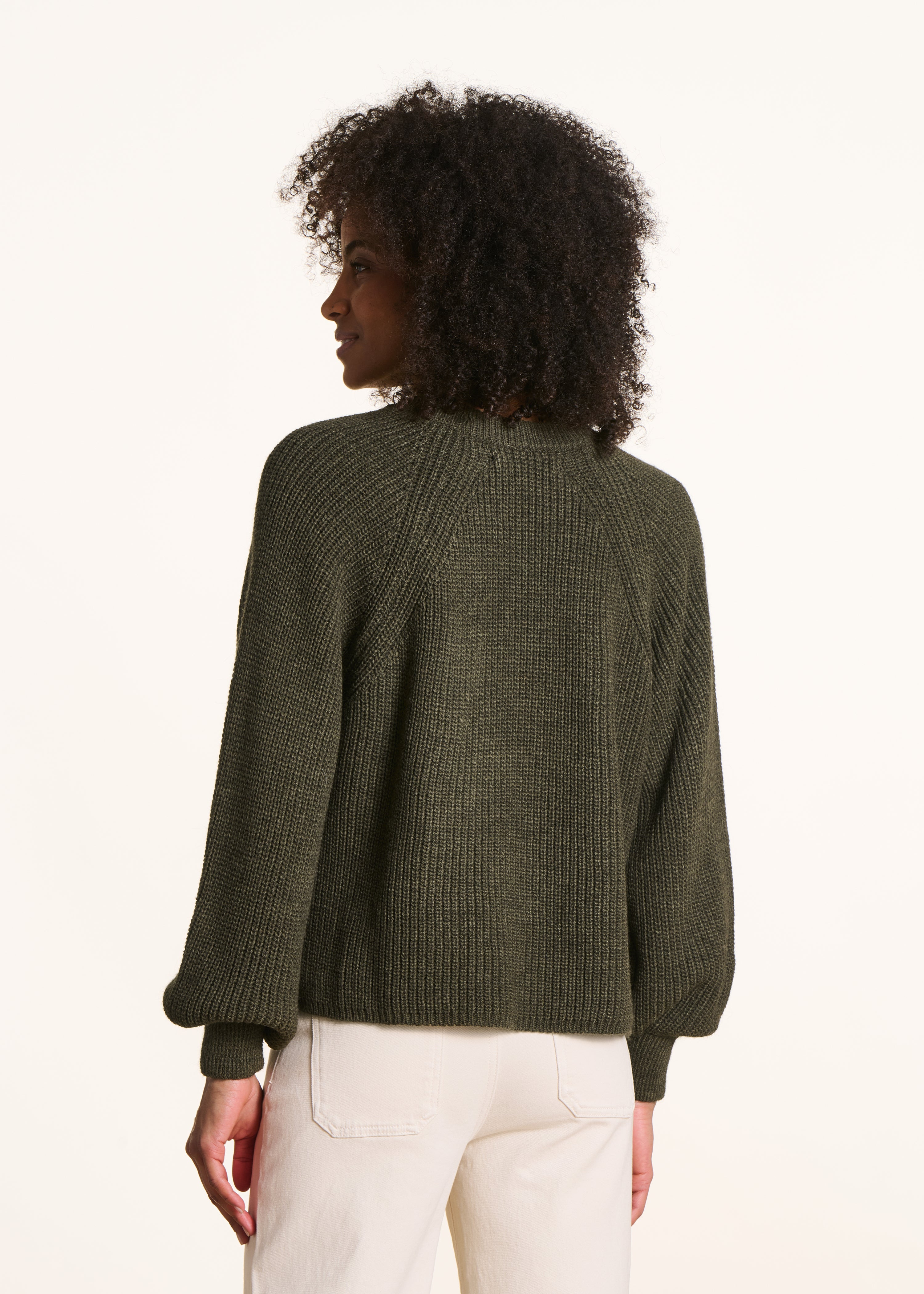 Long sleeve round neck khaki sweater
