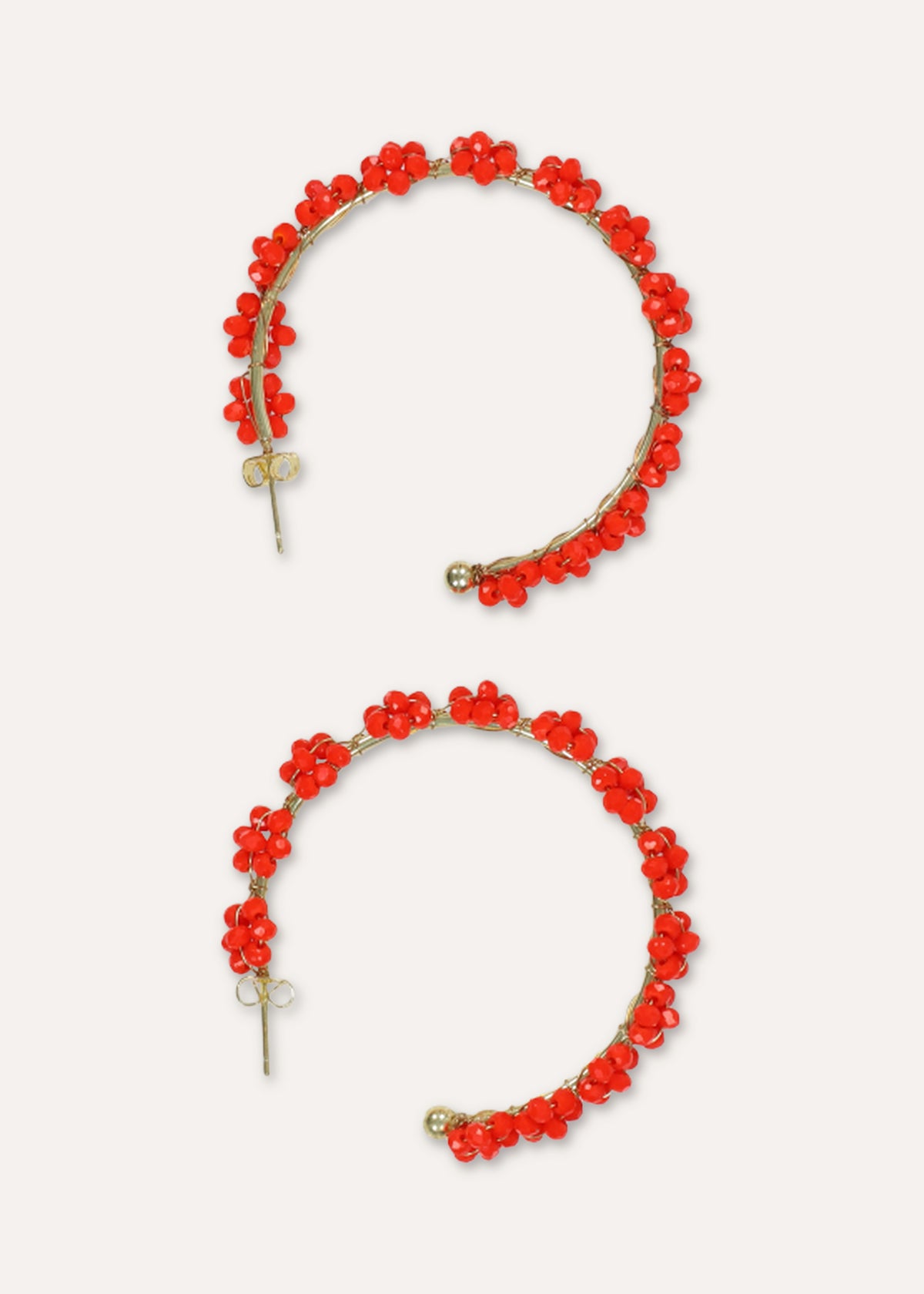 Boucles d'oreilles créoles fleurs à perles orange