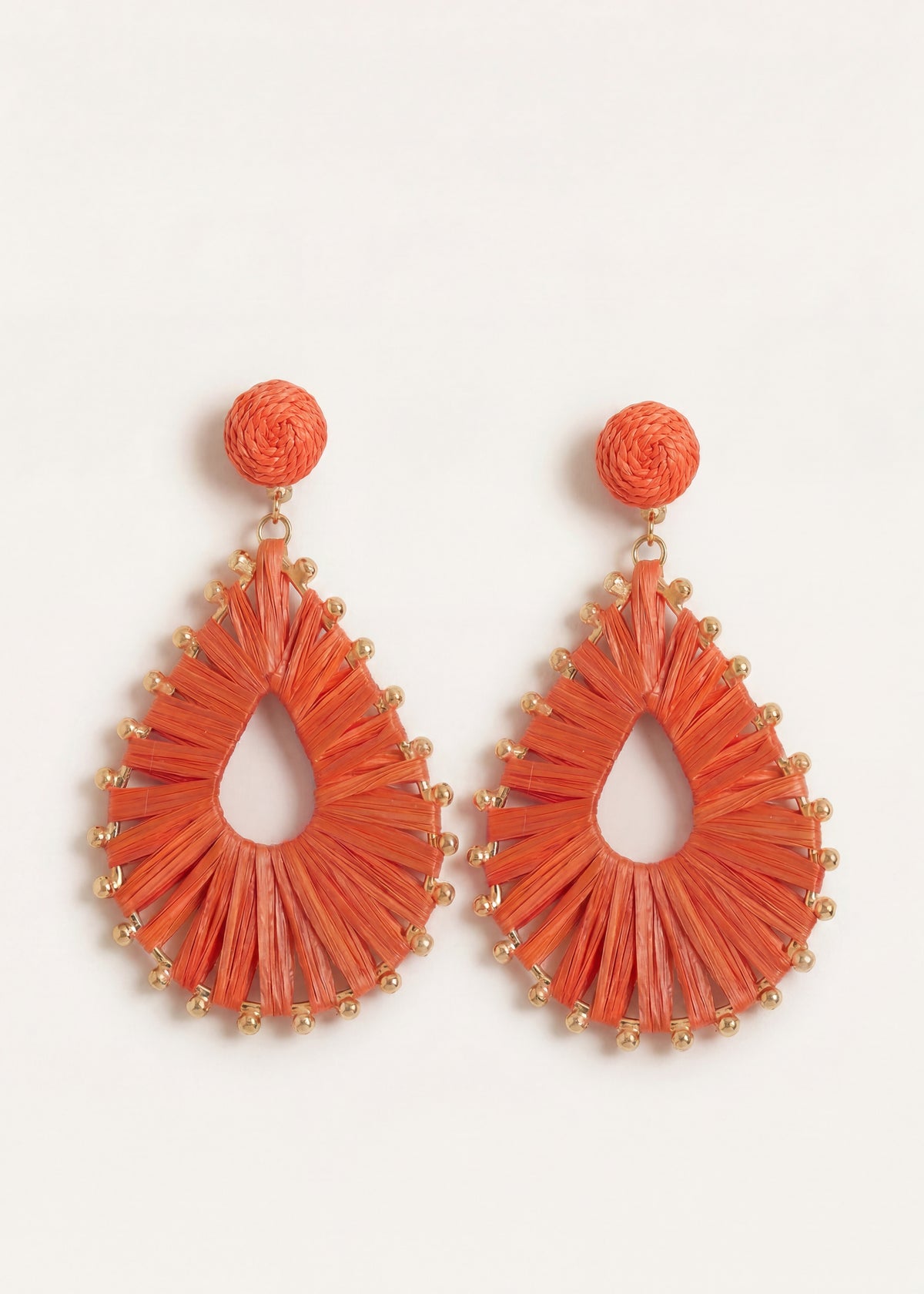 Boucles d'oreilles pendantes rouges effet raphia