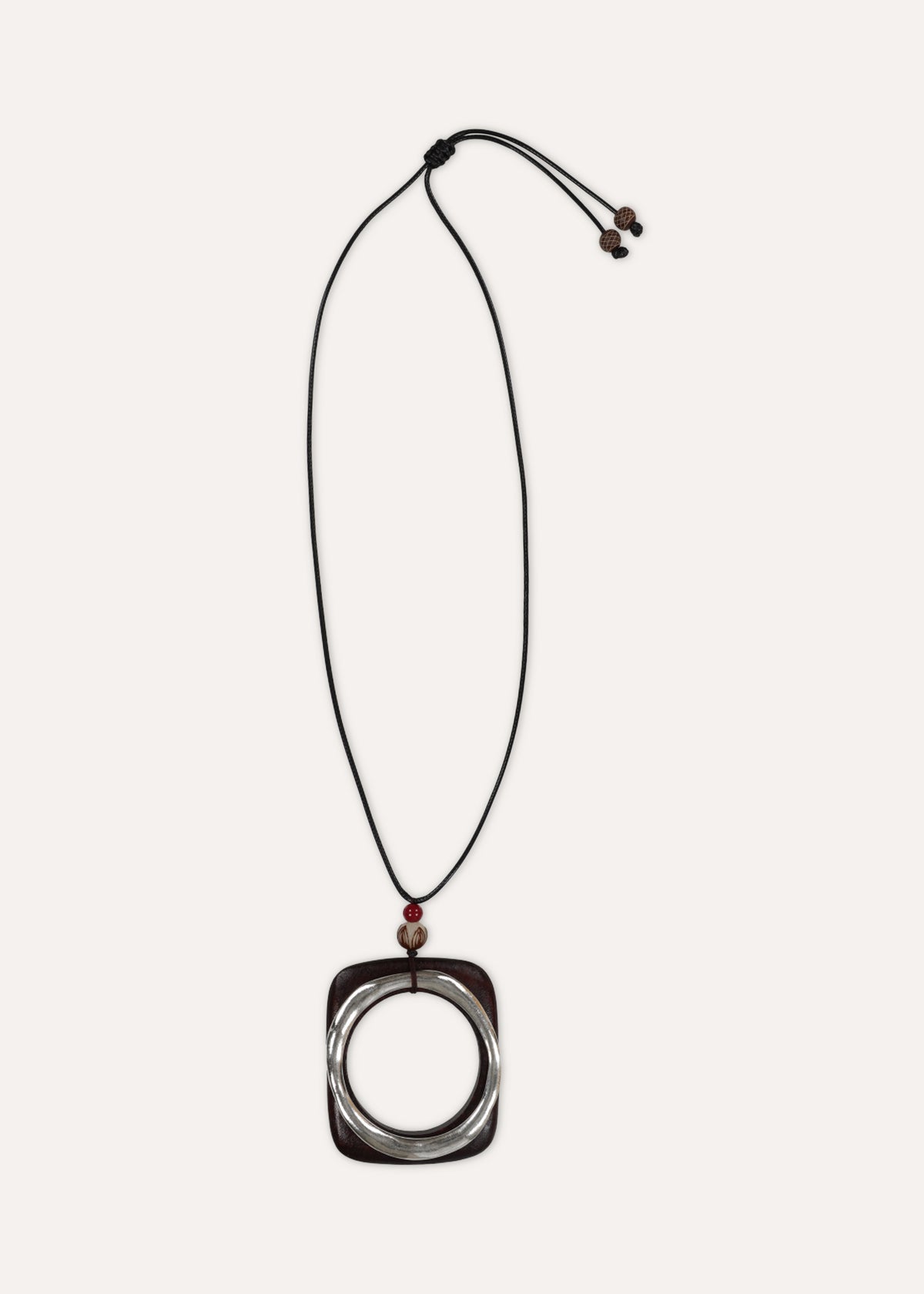 Collier sautoir ajustable en bois