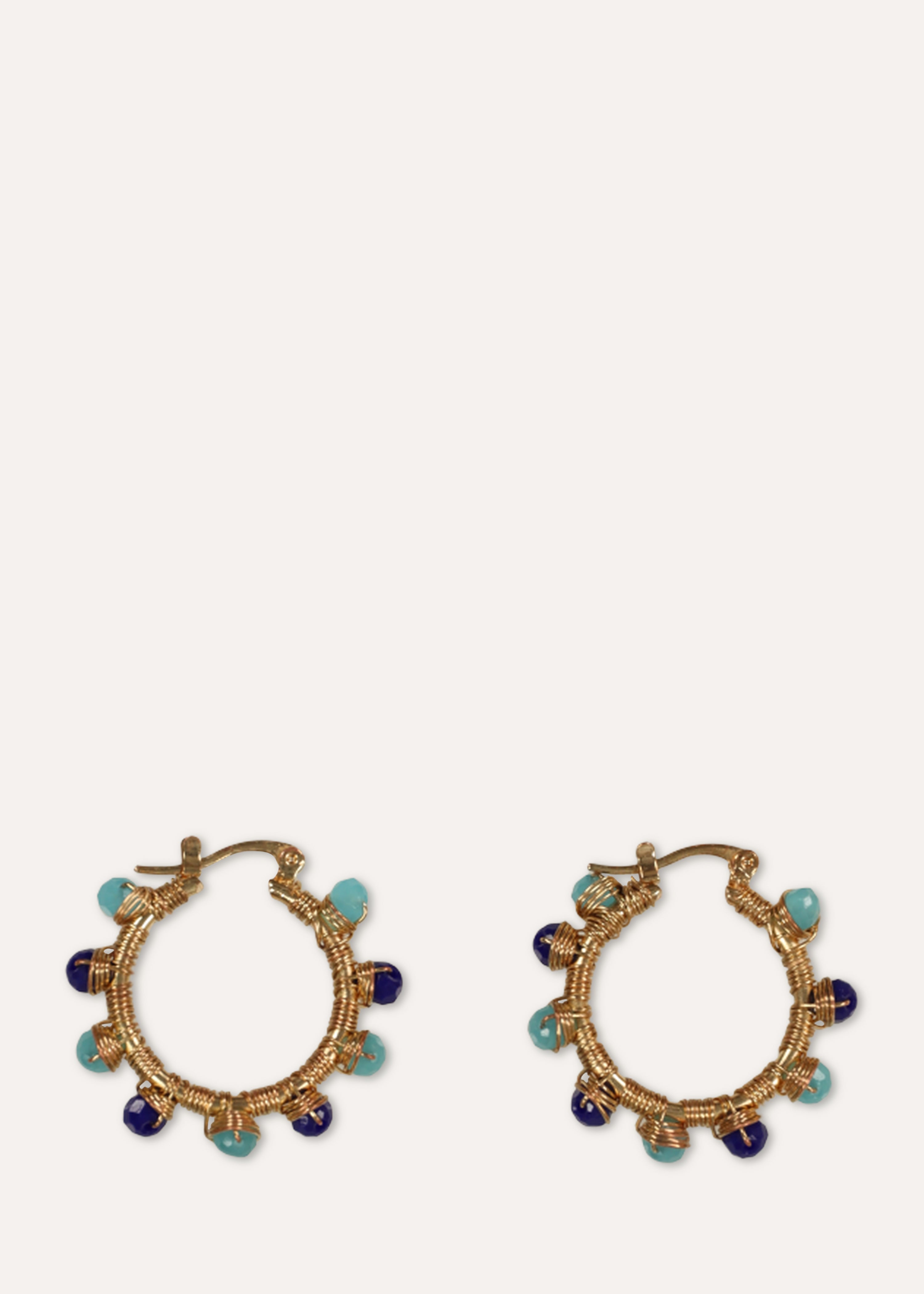 Boucles d'oreilles créoles à perles bleues