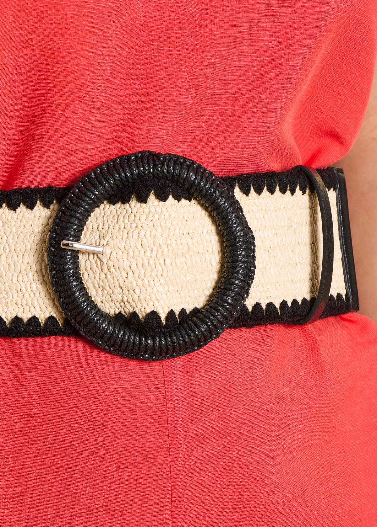 Ceinture élastiquée large écrue festonnée