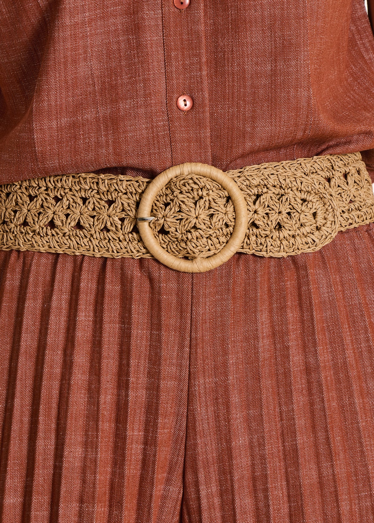 Ceinture large beige en paille