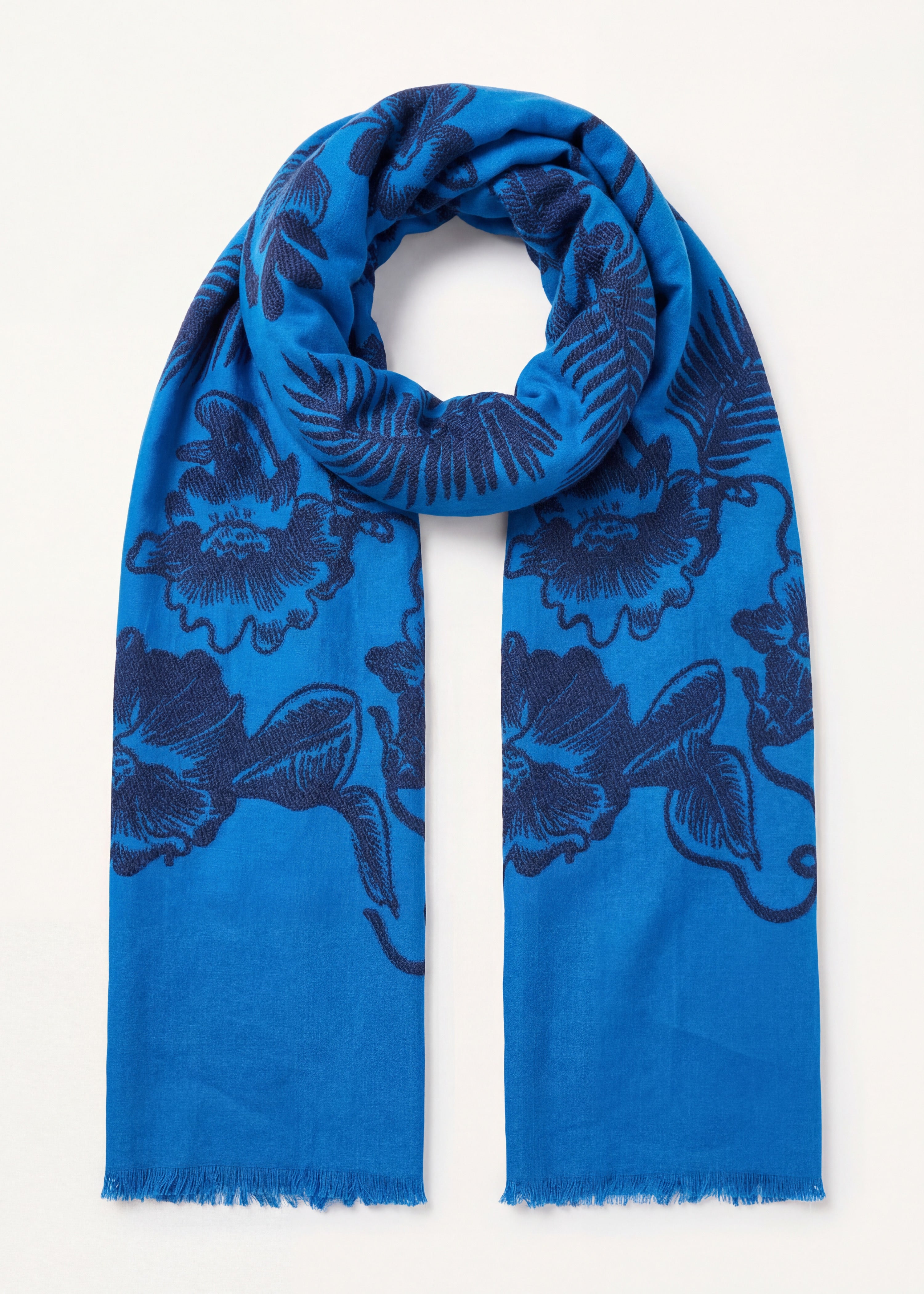 Lenço azul com padrão jacquard