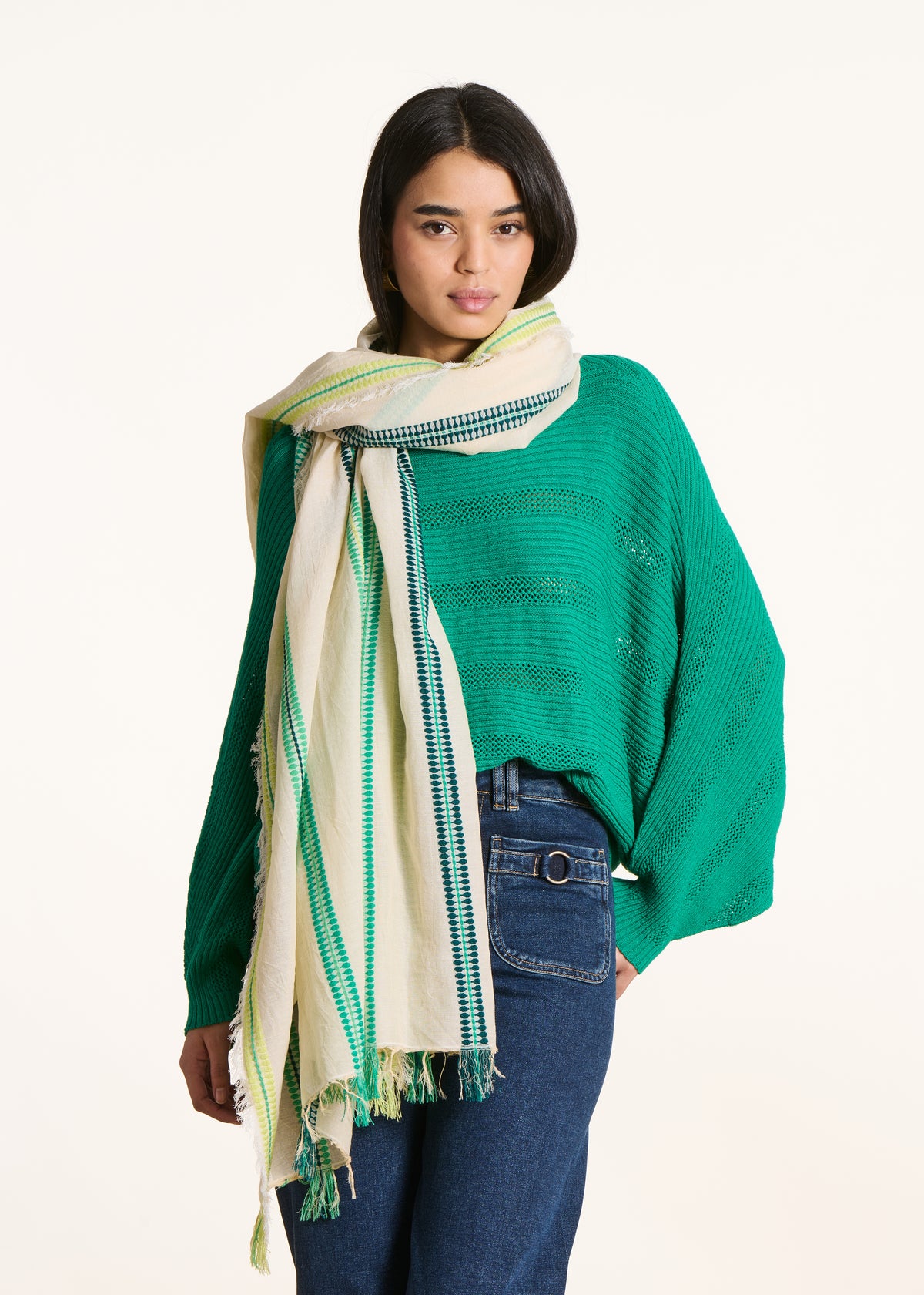 Foulard à rayures fantaisie vertes